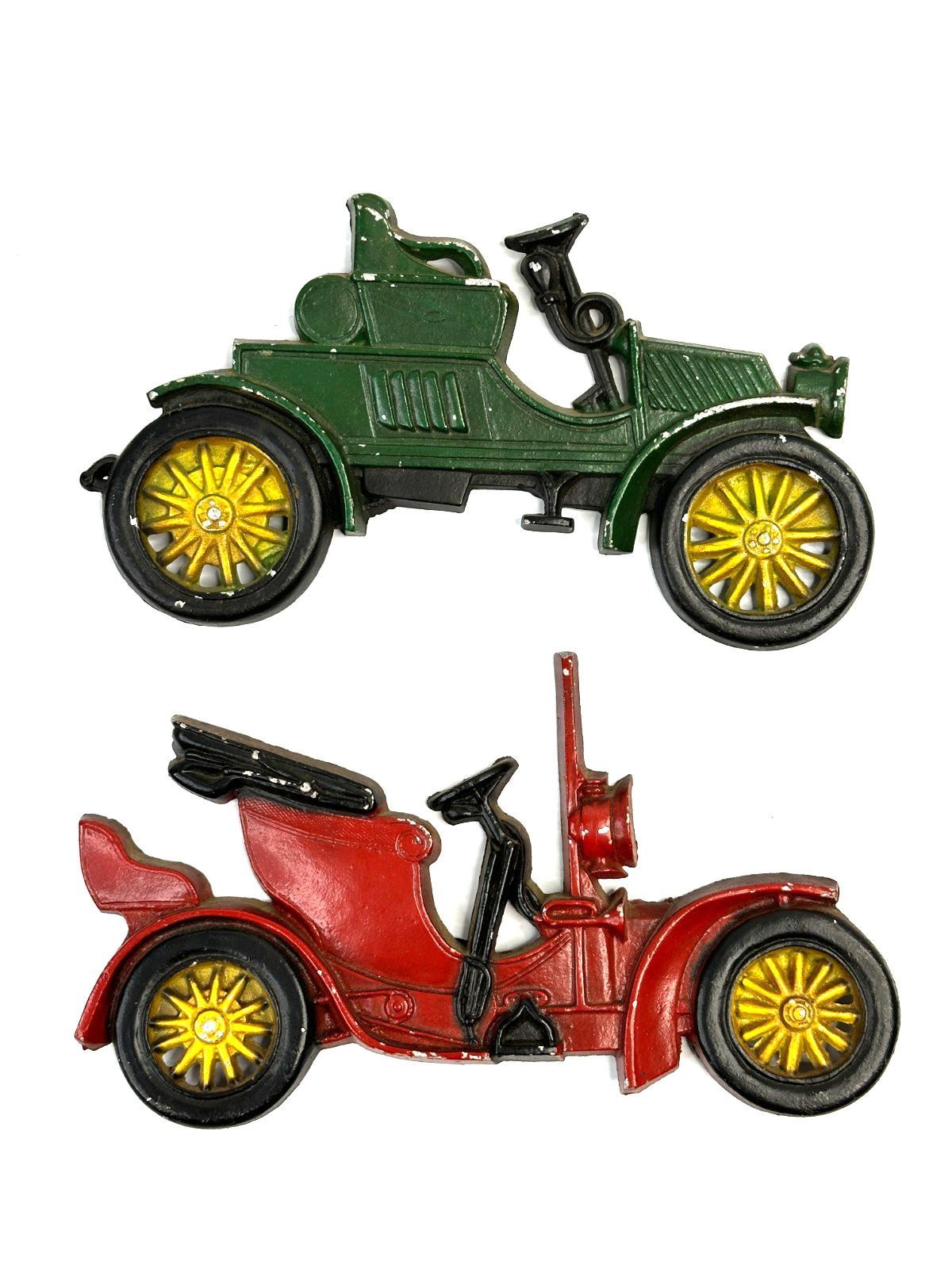 Antique Motor Car SEXTON Pair of Mid Century Wall Hanging Metal Decor Plaque USA