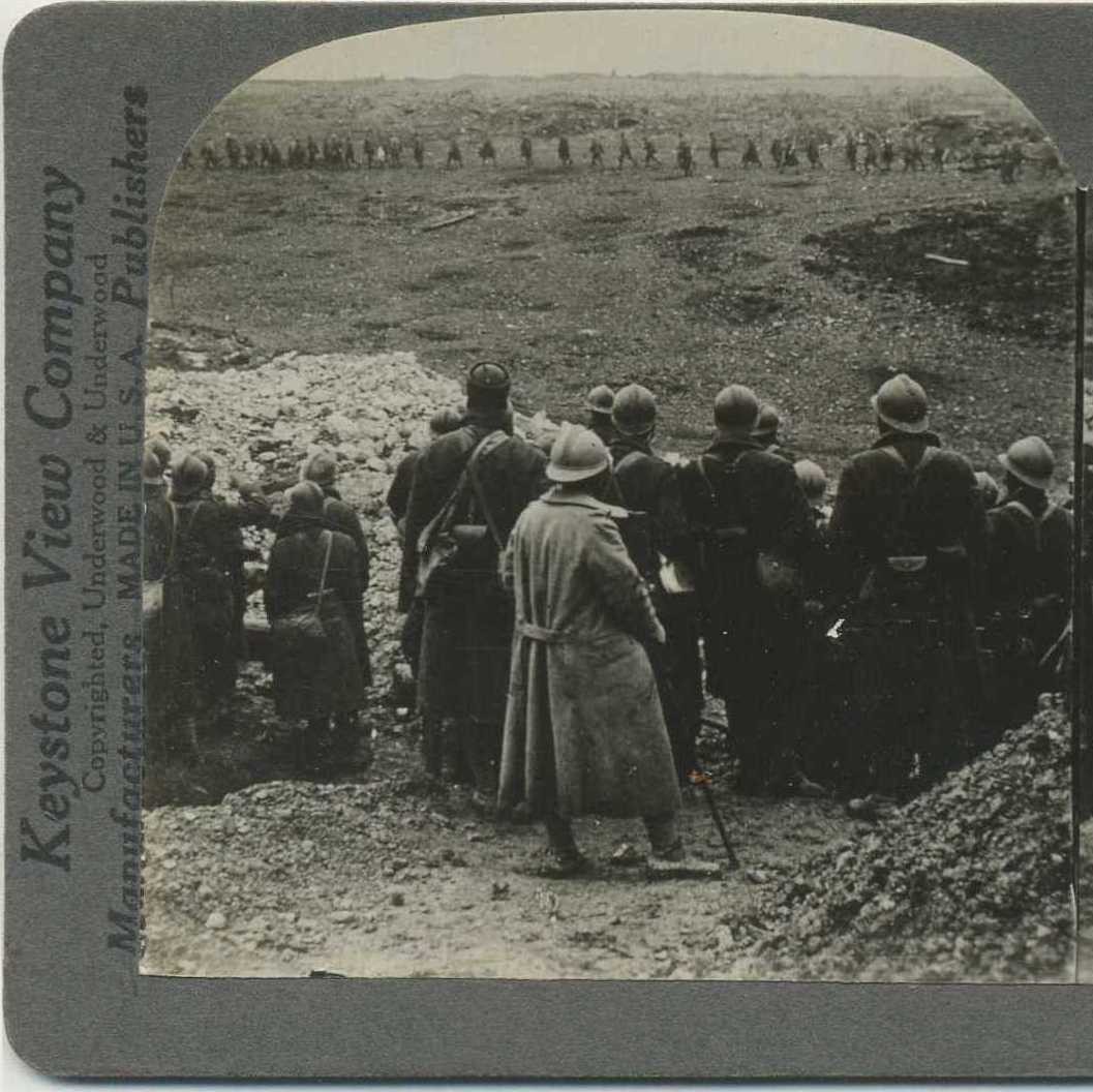 French Reserves Watching Comrades, c1910, Conflicts & Wars, Stereoview