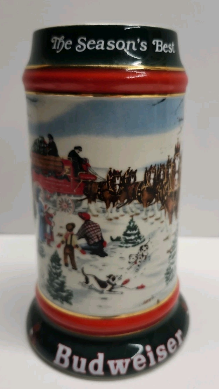 Vintage 1991 Budweiser Holiday Stein The Seasons Best CS133 Ceramarte Clydesdale