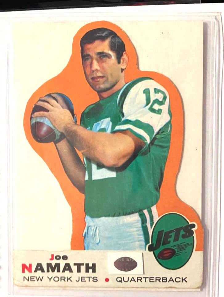 FOOTBALL: JOE NAMATH 1969 TOPPS CARD #100 (CROPPED) FOOTBALL: JOE NAMATH 1969 TOPPS CARD #100 (CROPPED)