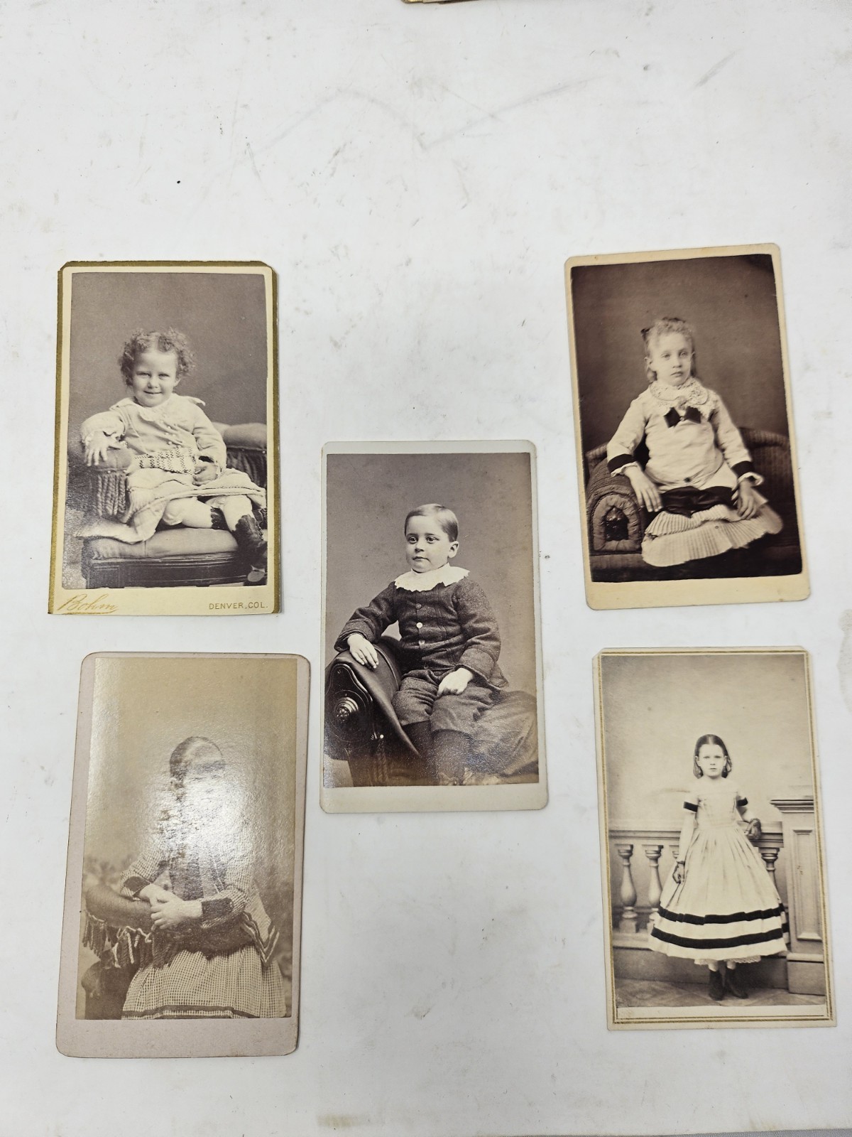 Antique 1800s CDV Photo Card  Lot 5 Original Sepia Children Portrait Photography