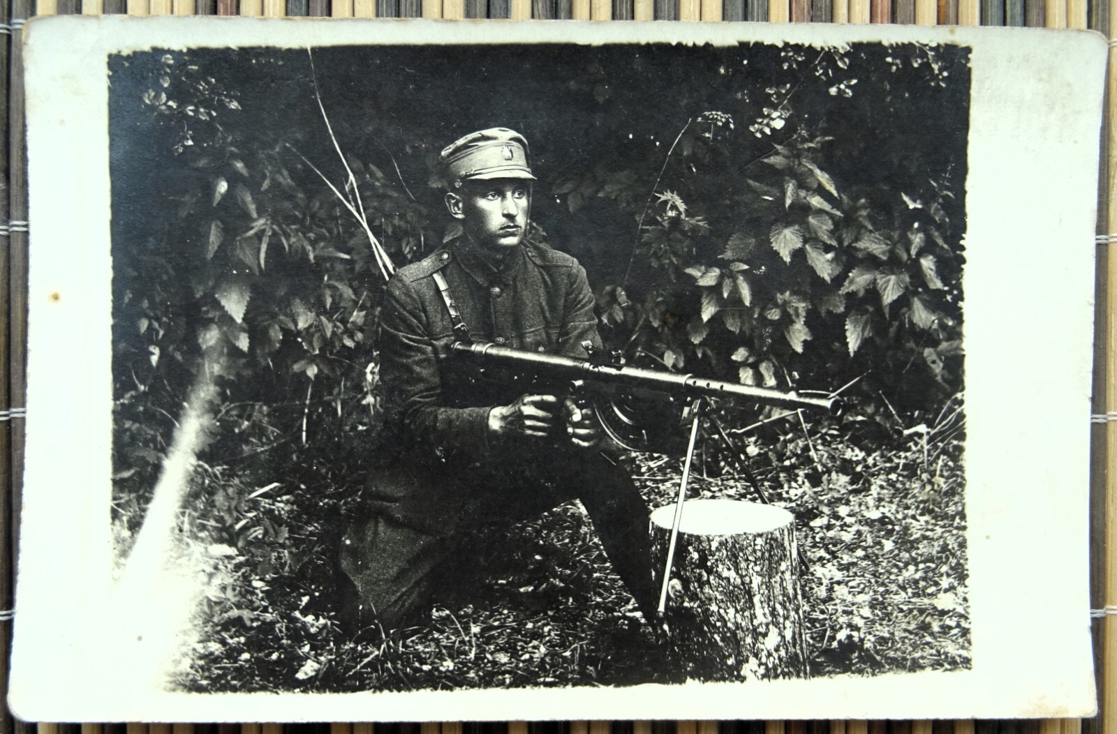 Post WWI photo. Latvian freedom fighter & Chauchat machine gun