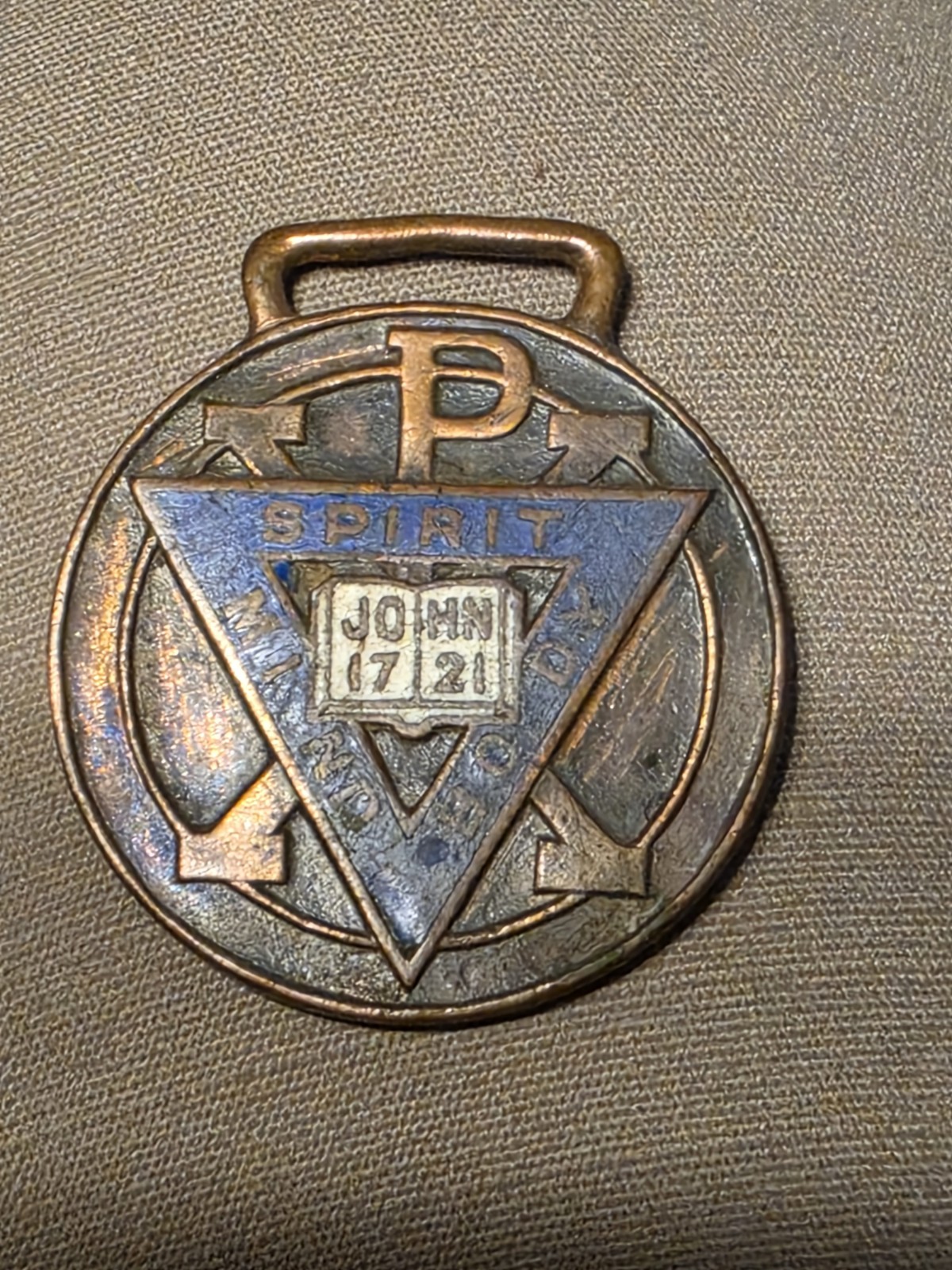 Vintage YMCA Medal / Spirit Mind and Body Pat. date FEB 16, 1897