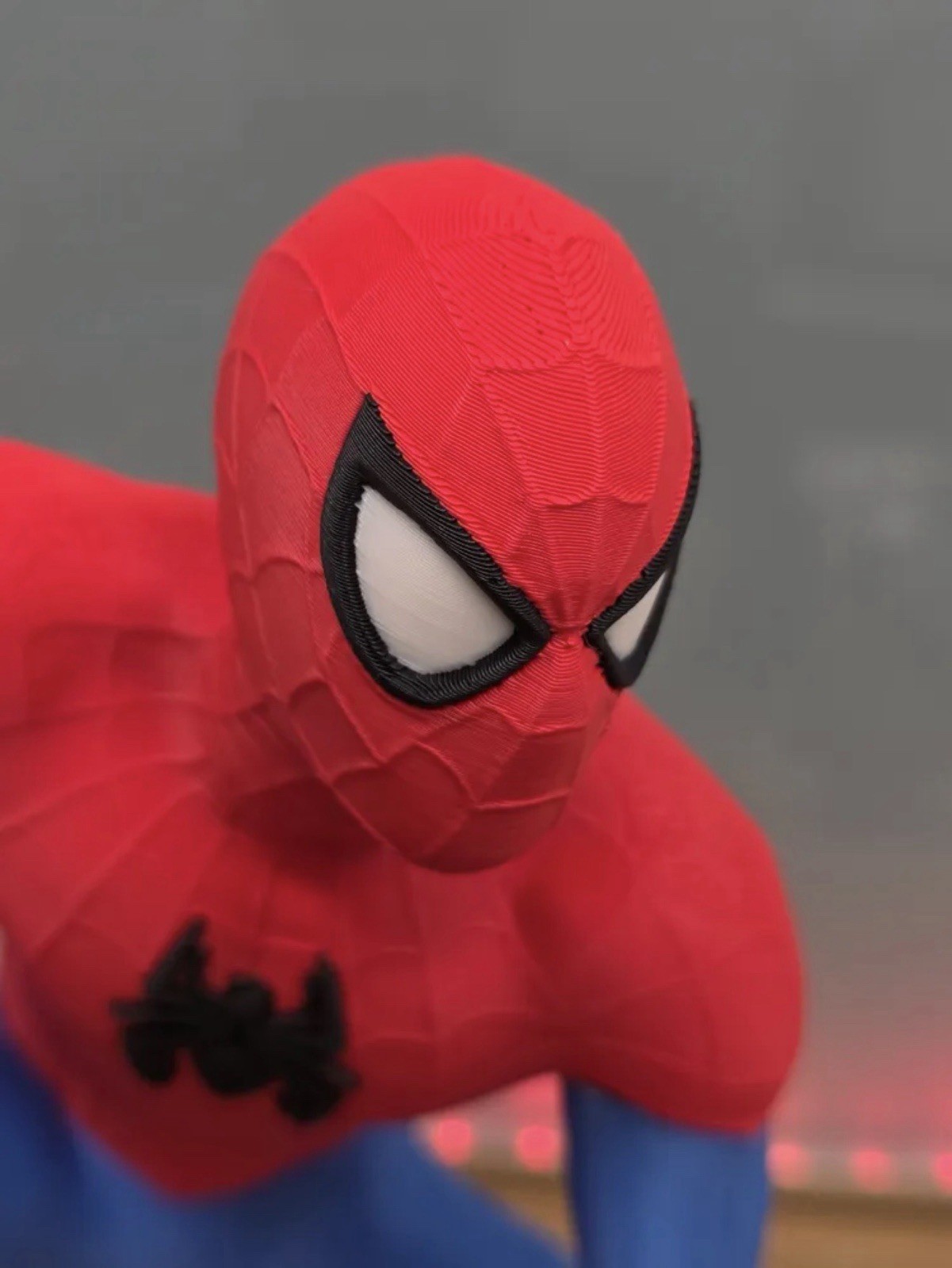 3D Printed Spider-Man Statue Crouching Rooftop Pose Figurine Marvel Desk Decor