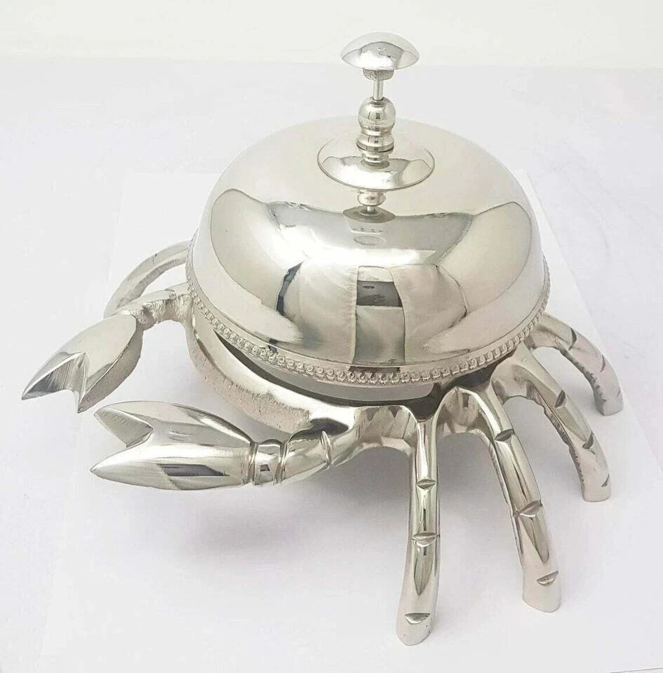 Antique Brass Reception Bell Crab Style Ornate Hotel Desk Bell Table Decor Gift