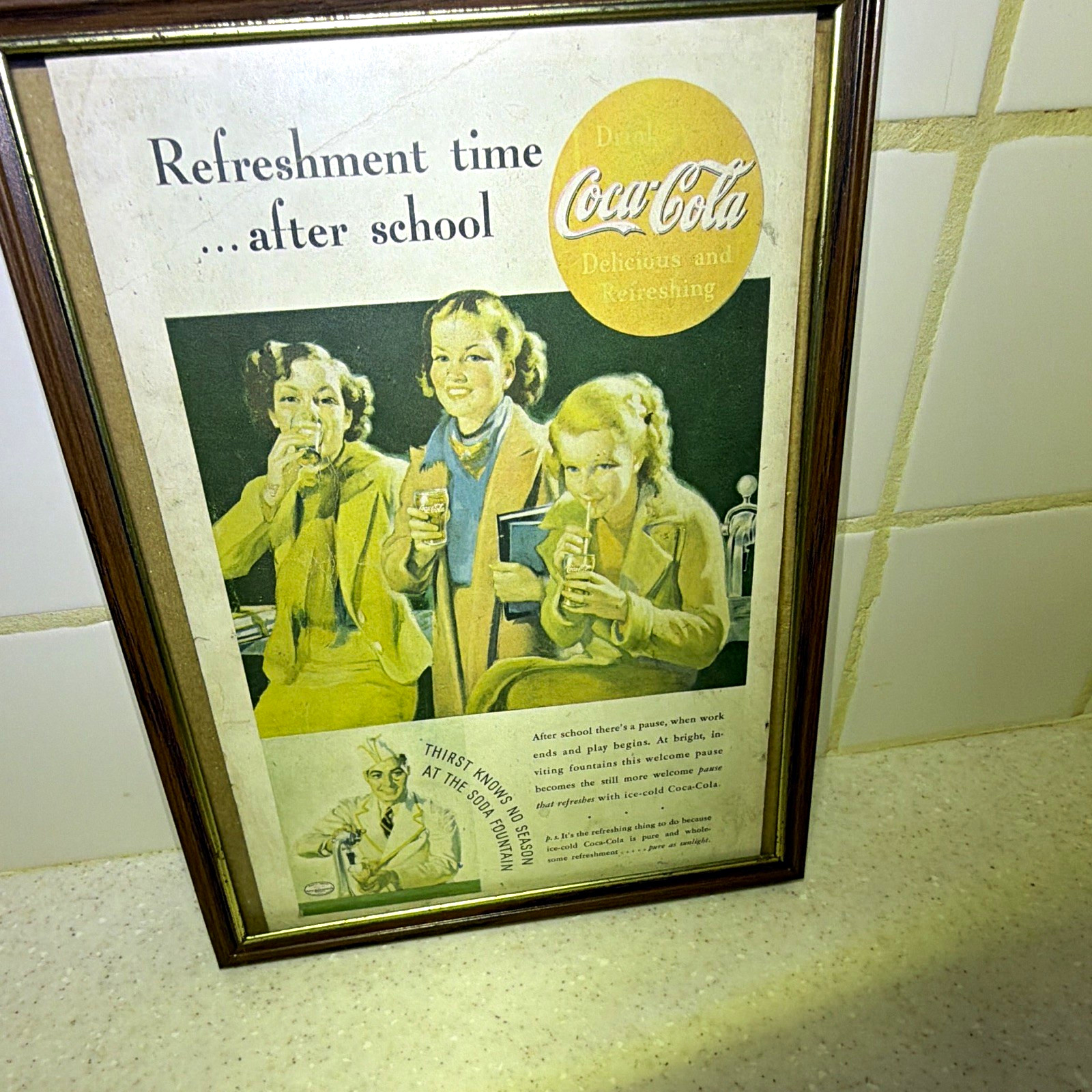 VTG Coca-Cola Framed Print Ad \