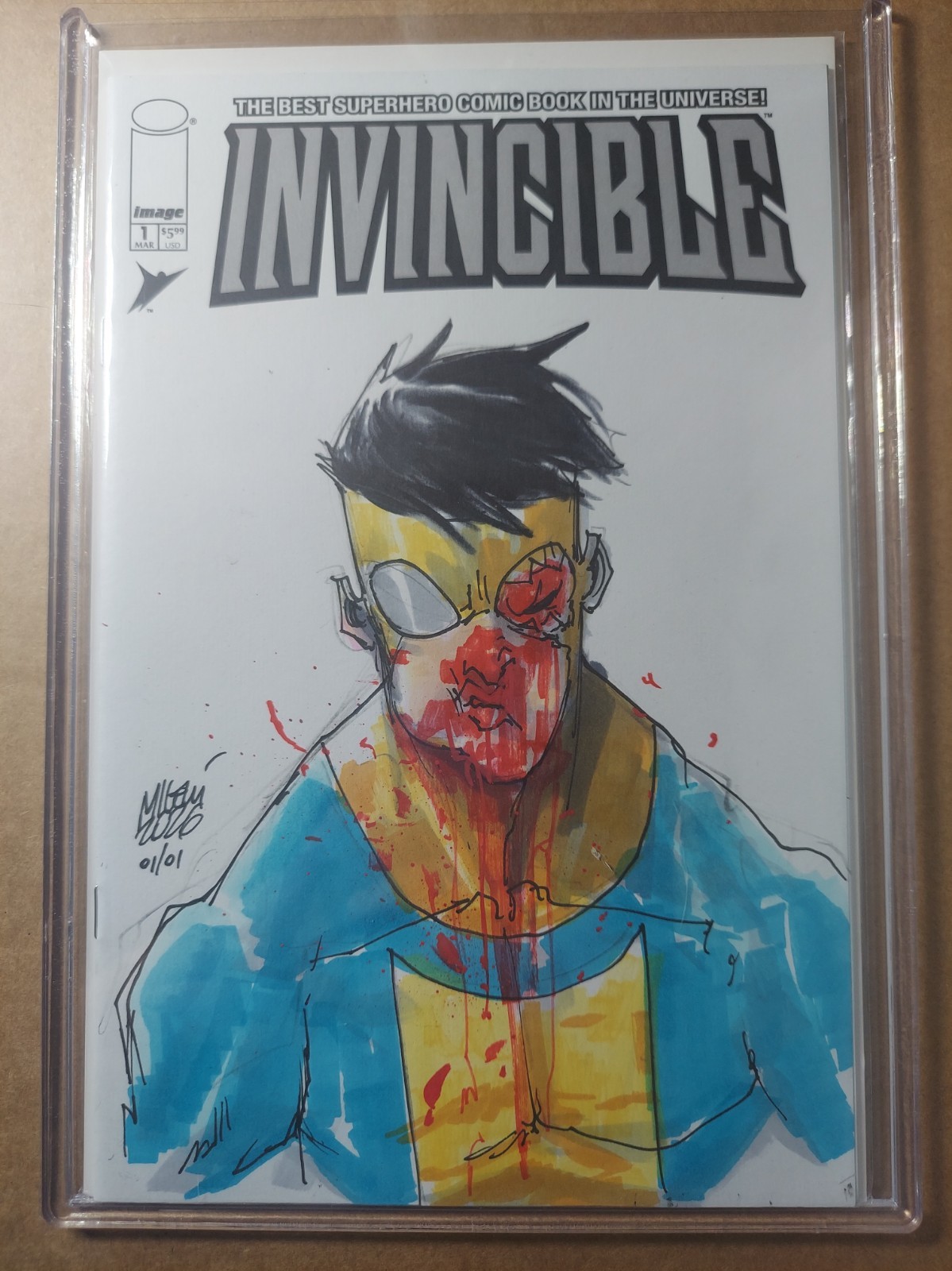 [1 Of 1 SIGNED SKETCH ART] Invincible #1 Full Color Art By Alessandro Micelli