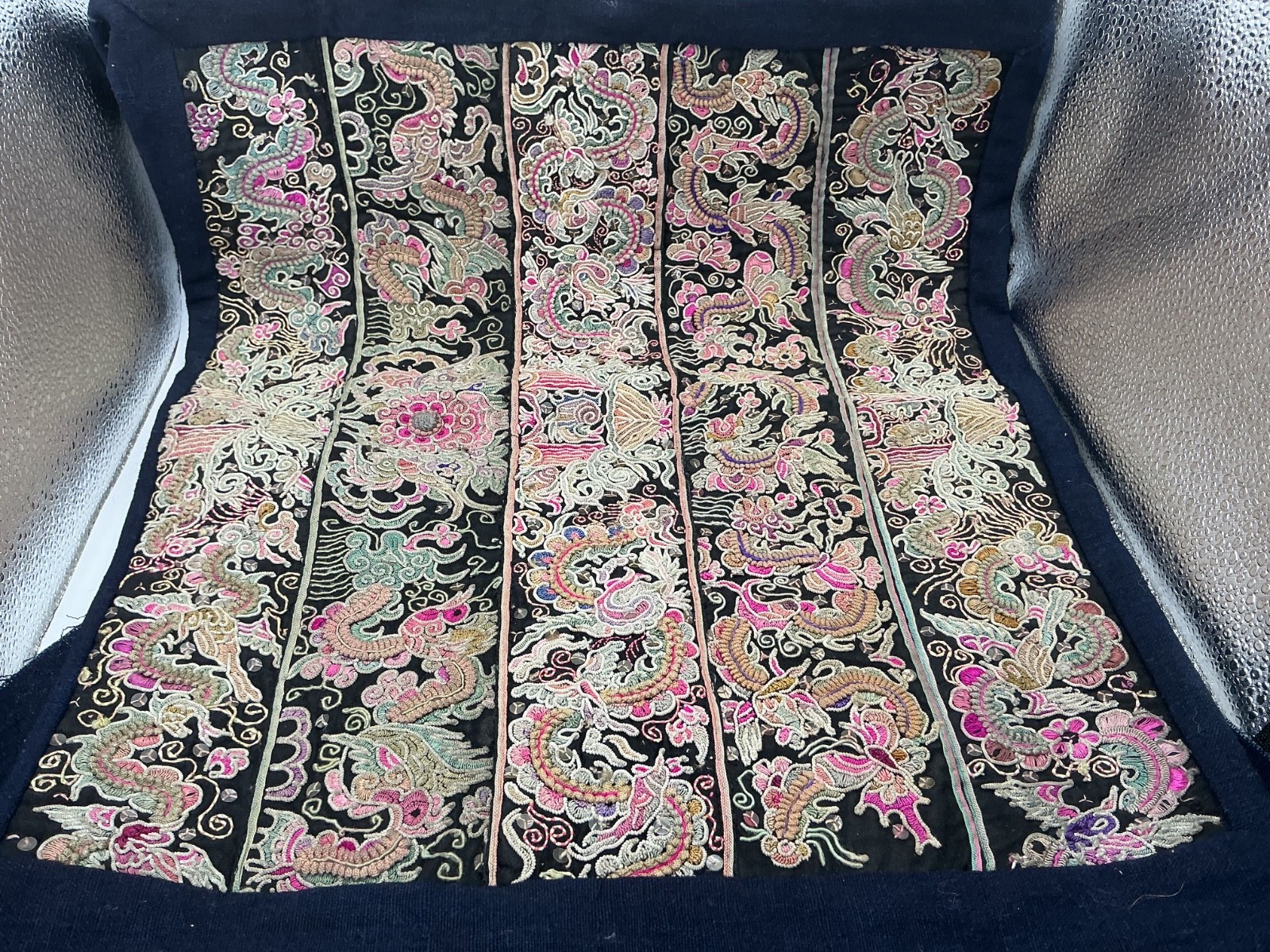 Embroidered Textile Sampler Antique or Vintage East Asian, unique, rare