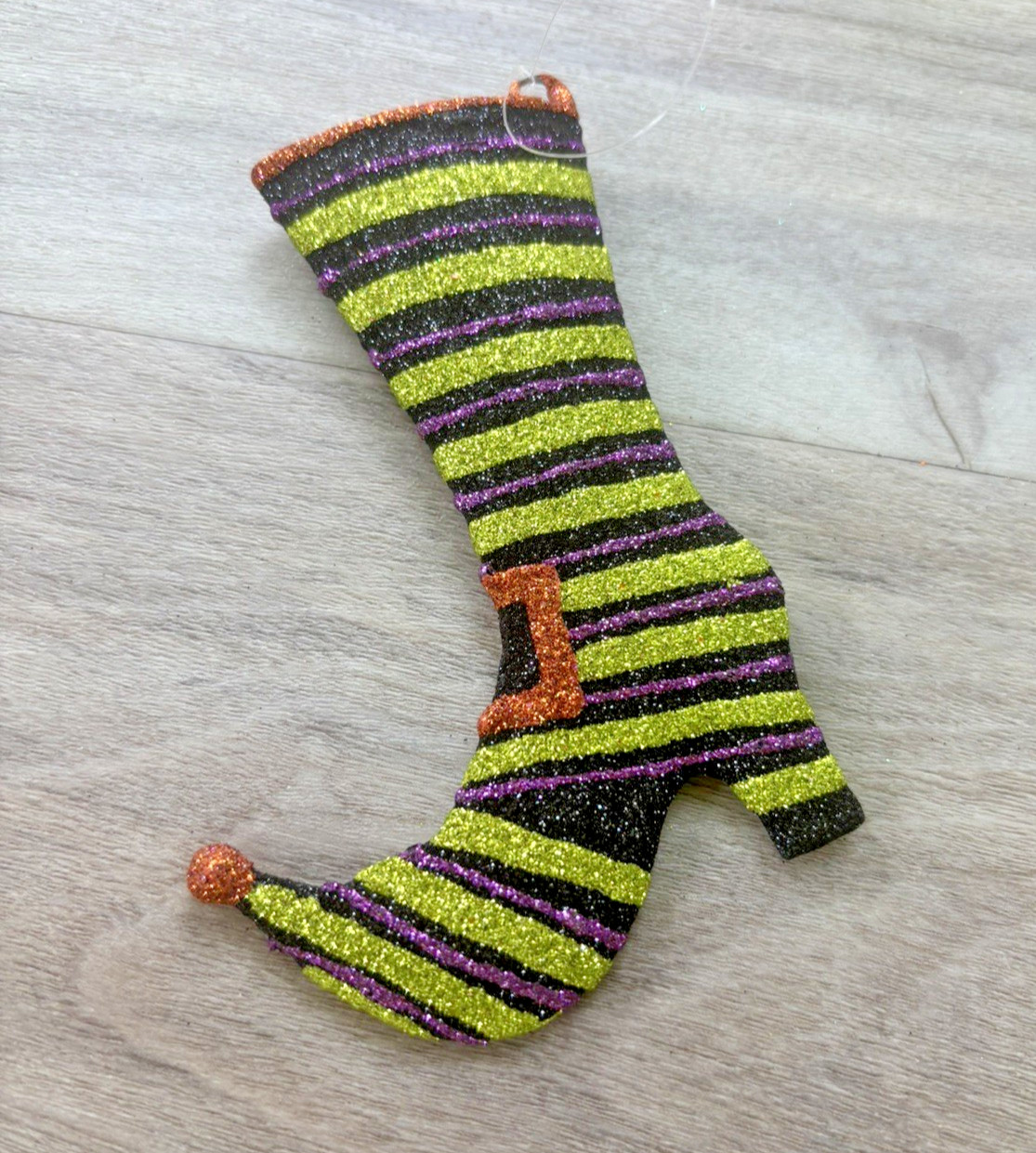 Pier 1  Vintage Halloween Witch Boot Ornament Fun Glitter Pier One Rare HTF