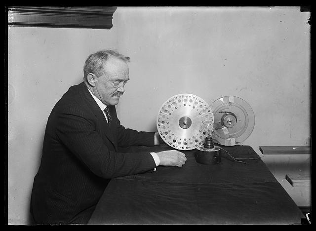 Photo:Francis C. Jenkins 1920s Inventor with Phonograph Disc Machine