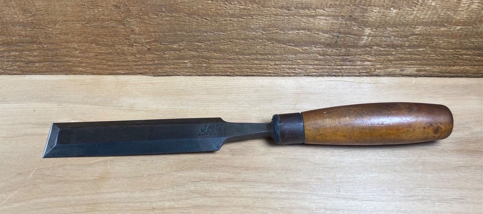 1 1/2” WARD  Beveled Edge Paring Chisel Old Woodworking Tools