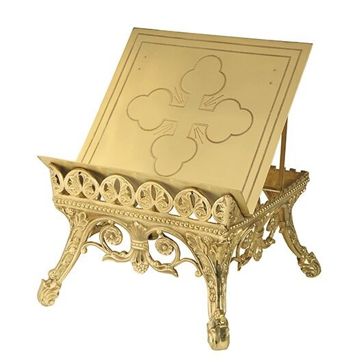 Adjustable Bible Missal Stand Brass Budded Cross Design Church Book Holder