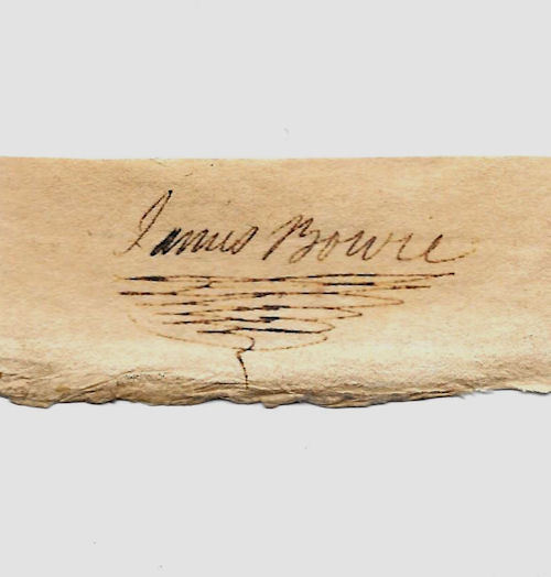 James Jim Bowie Alamo Battle Autograph Reprint On Original Period 1830s Paper James Jim Bowie Alamo Battle Autograph Reprint On Original Period 1830s Paper