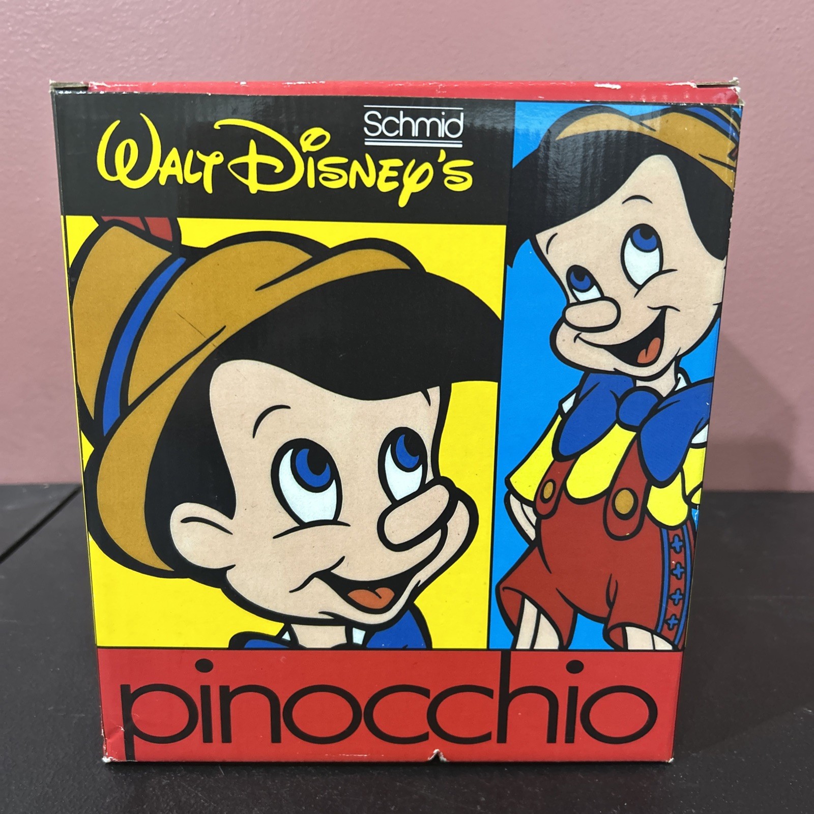 VINTAGE SCHMID WALT DISNEY'S PINOCCHIO CERAMIC  MUSIC FIGURINE W/BOX Rare