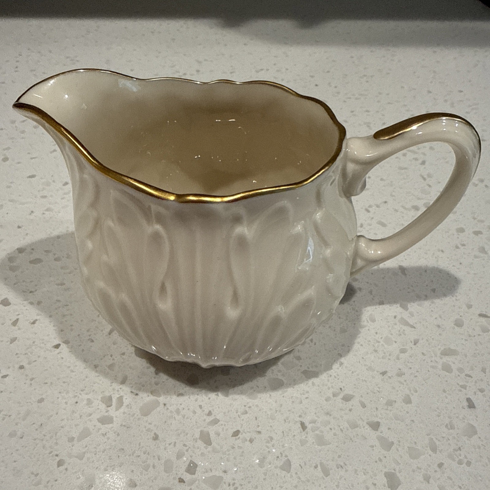 Vtg Lenox Cottage Acanthus Embossed Leaf Creamer pitcher with 24k Gold Trim