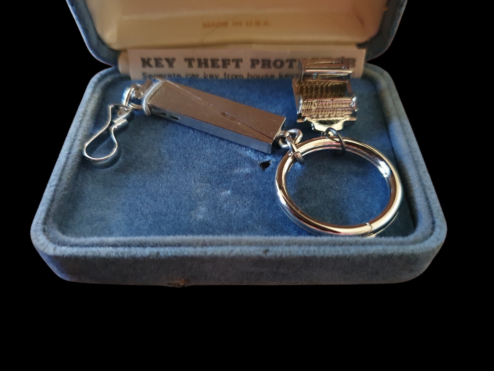 Vintage Anson Sterling Silver Twin Lock Key Protector Keychain - Box & Papers