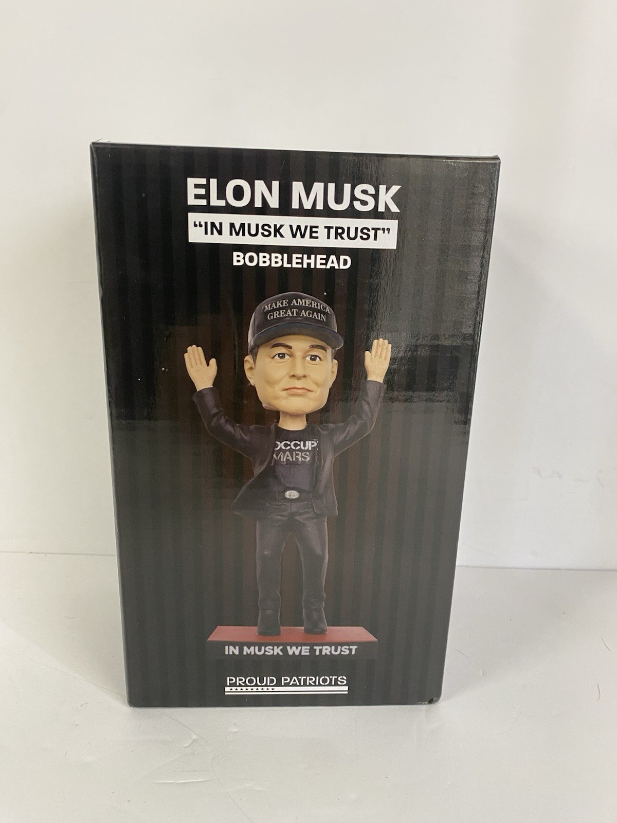 Elon Musk In Musk We Trust Bobblehead Proud Patriots MAGA Occupy Mars NIB