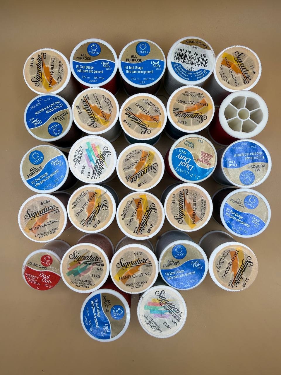 Lot 27 Vintage Coats & Signature Sewing Quilting Thread Spools Mixed Colors TC