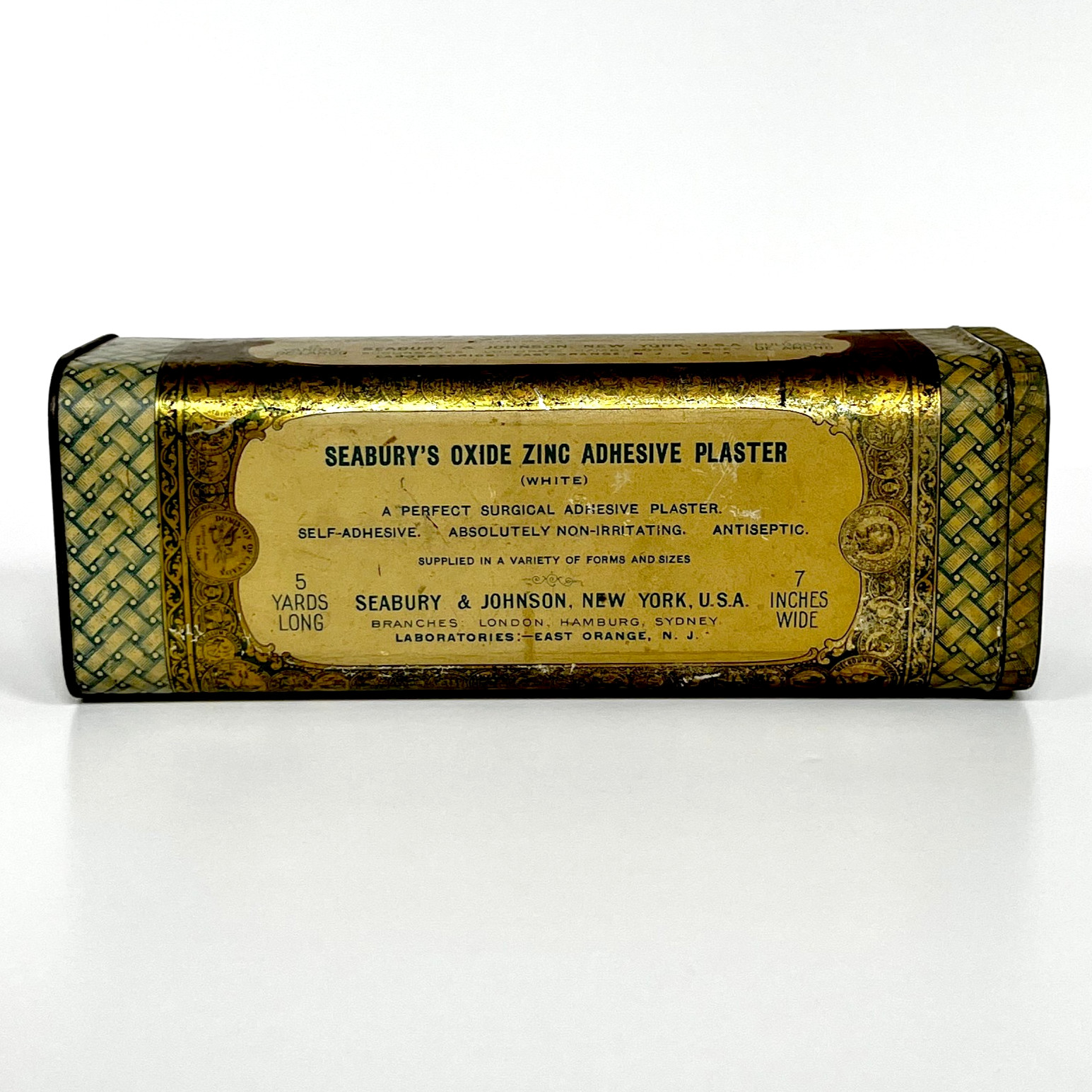 Antique Seabury & Johnson Oxide Zinc Adhesive Plaster Medical Advertising Tin