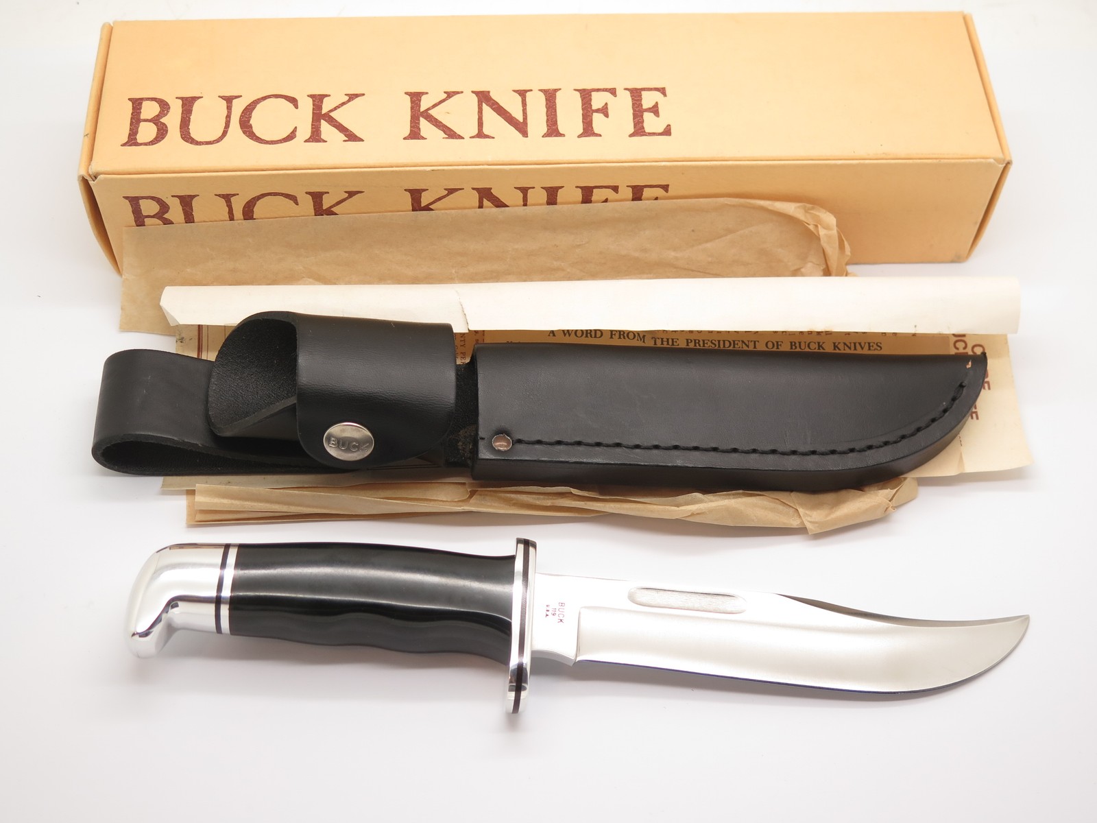 Vtg 1974-81 Buck 119 Special 3 Three Liner Fixed Blade Hunting Knife & Box Vtg 1974-81 Buck 119 Special 3 Three Liner Fixed Blade Hunting Knife & Box