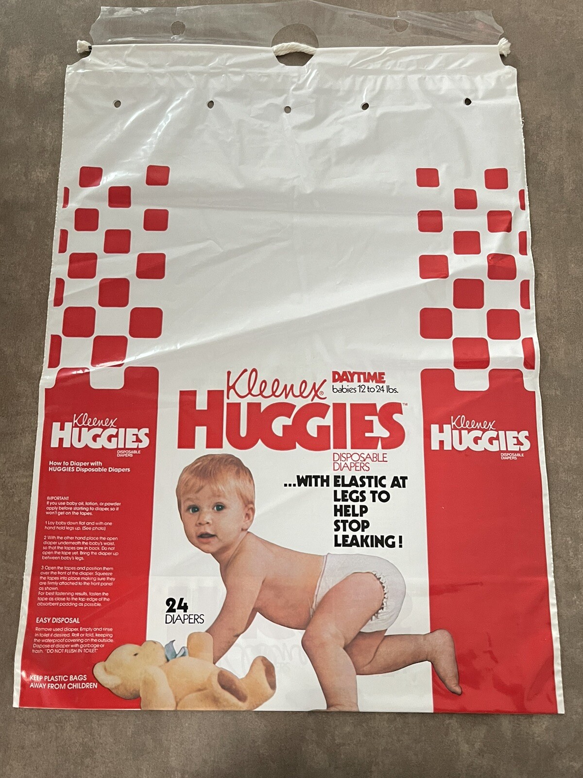 Vintage Kleenex Huggies Baby Diaper Bag Packaging RARE Prop Staging Vintage Kleenex Huggies Baby Diaper Bag Packaging RARE Prop Staging