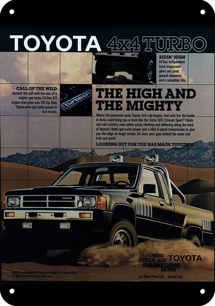 1986 TOYOTA SR5 4X4 Turbo Pickup Truck DECORATIVE REPLICA METAL SIGN 1986 TOYOTA SR5 4X4 Turbo Pickup Truck DECORATIVE REPLICA METAL SIGN