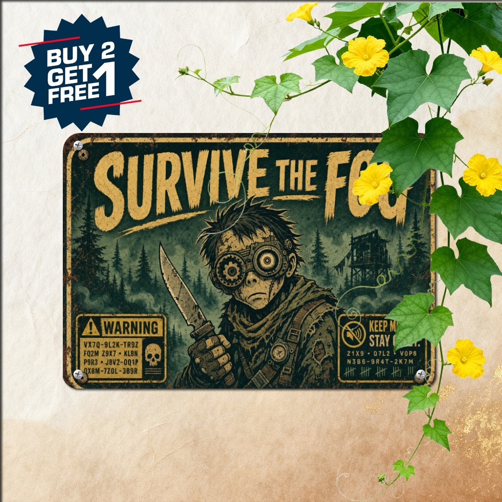 Post Apocalyptic Survival Horror Game Room Decor Retro Metal Tin Wall Plaque
