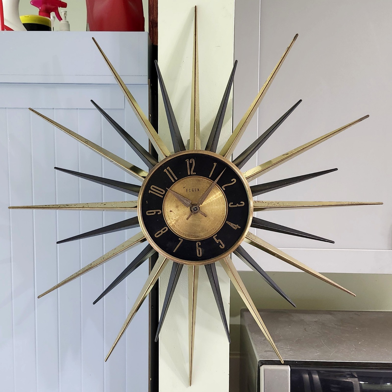 Vintage Elgin Sunburst Mid Century Clock