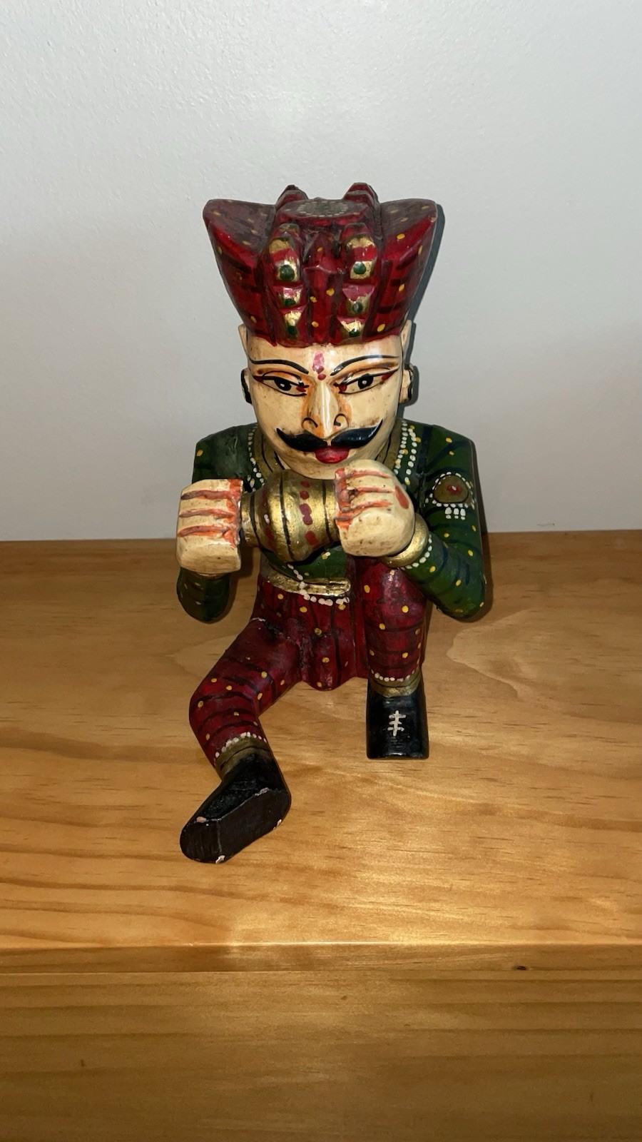 Vintage Rajasthani Wooden Musician A Hand Painted