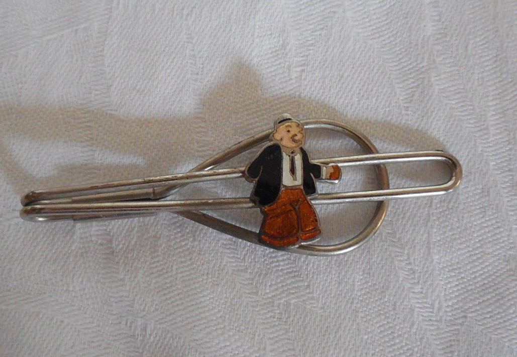 Popeye enamel cloisonne WIMPY 1930's tie clip, money clip Nice Popeye enamel cloisonne WIMPY 1930's tie clip, money clip Nice