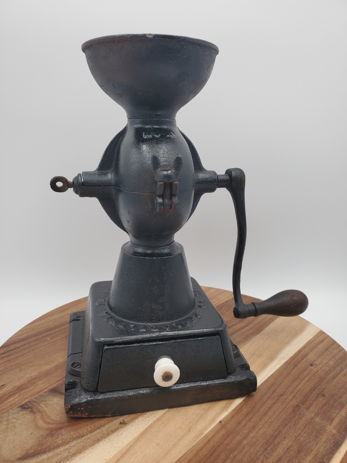 Rare Antique Enterprise Mfg. Co. Cast Iron Coffee Grinder No.4 Patented 1873.