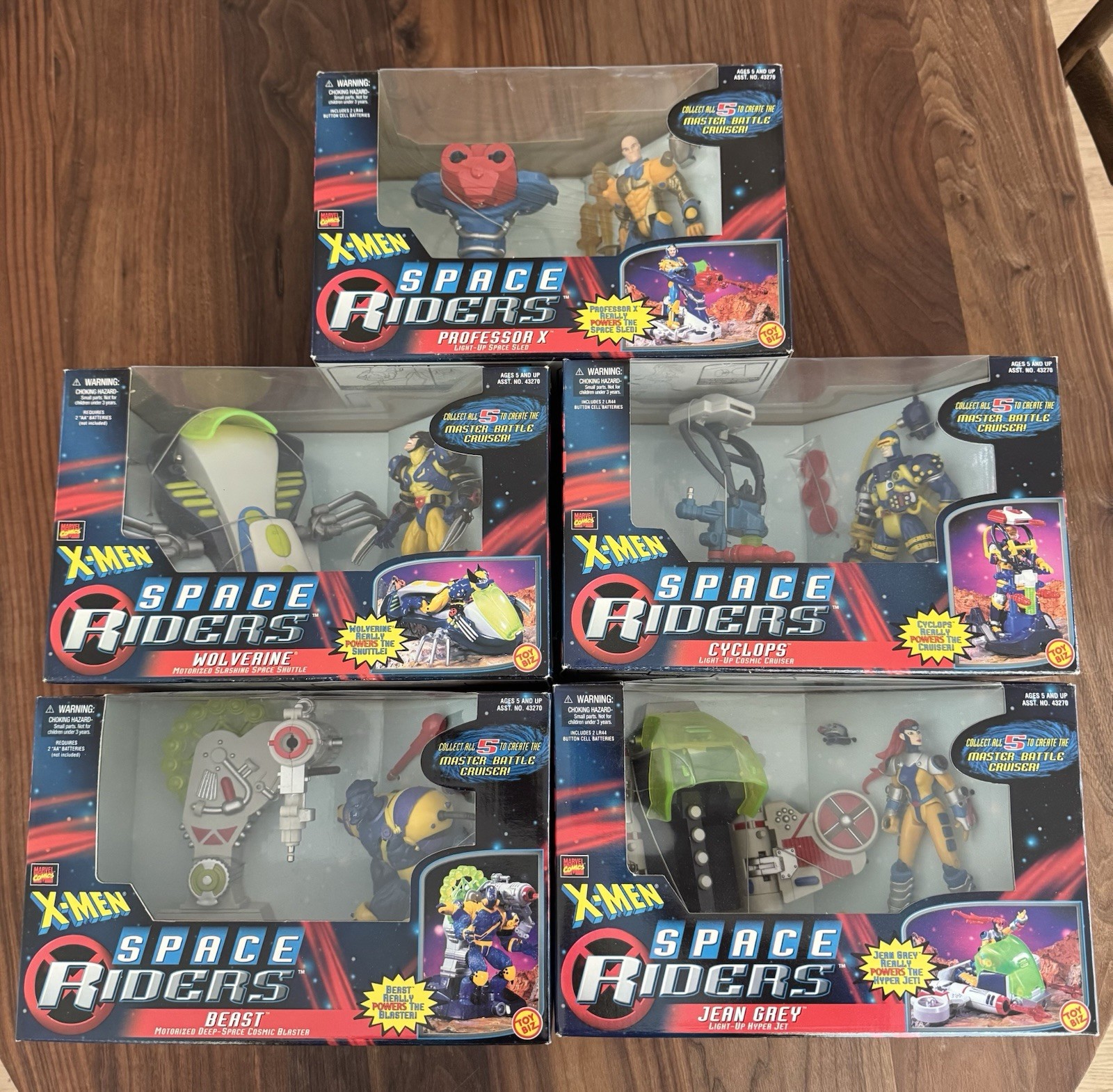 Vintage ToyBiz Marvel X-men Space Riders Complete 5 Bundle Set — NIB New in box