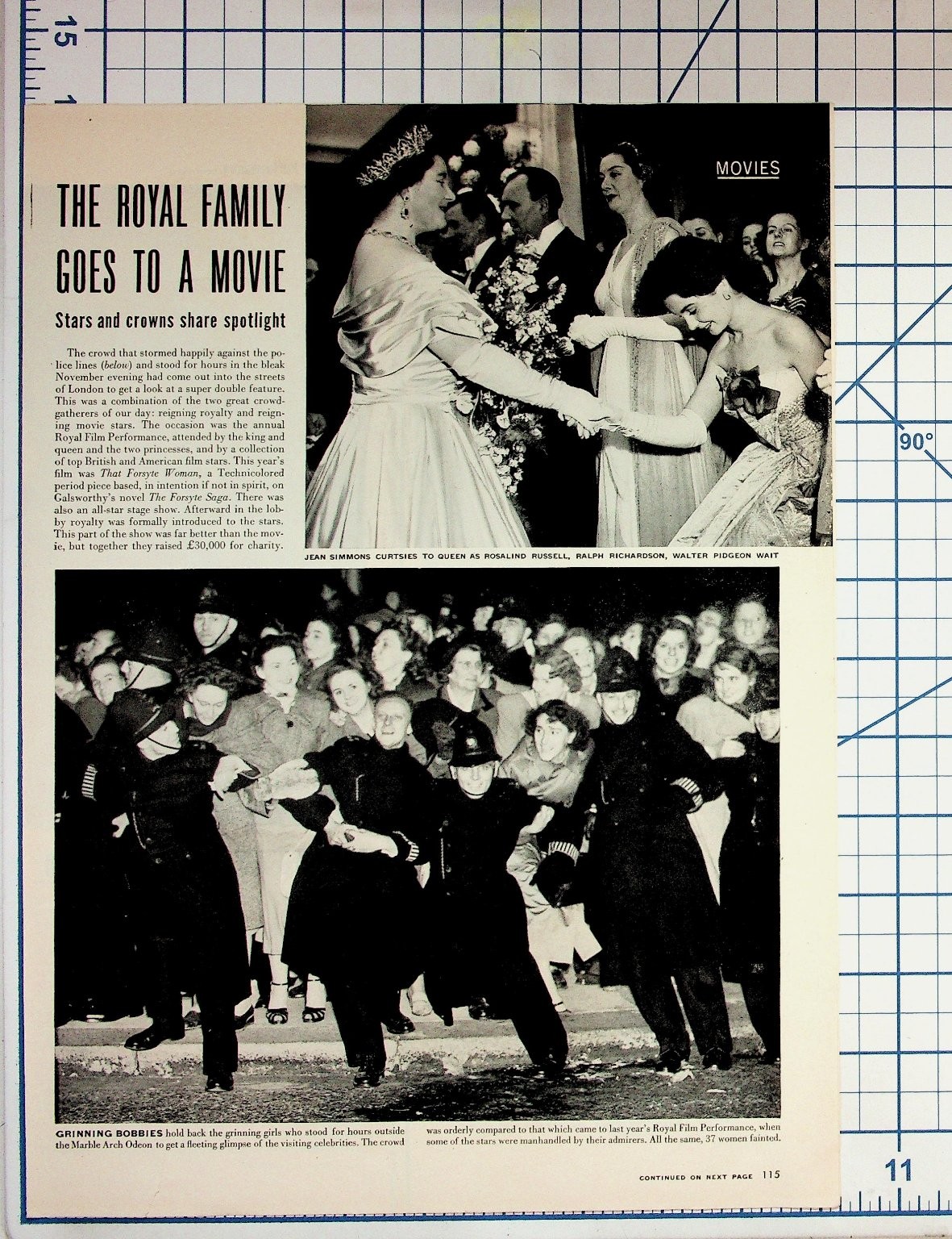 1949 Royal Film Performance Magazine Page Queen Elizabeth II Forsyte Saga
