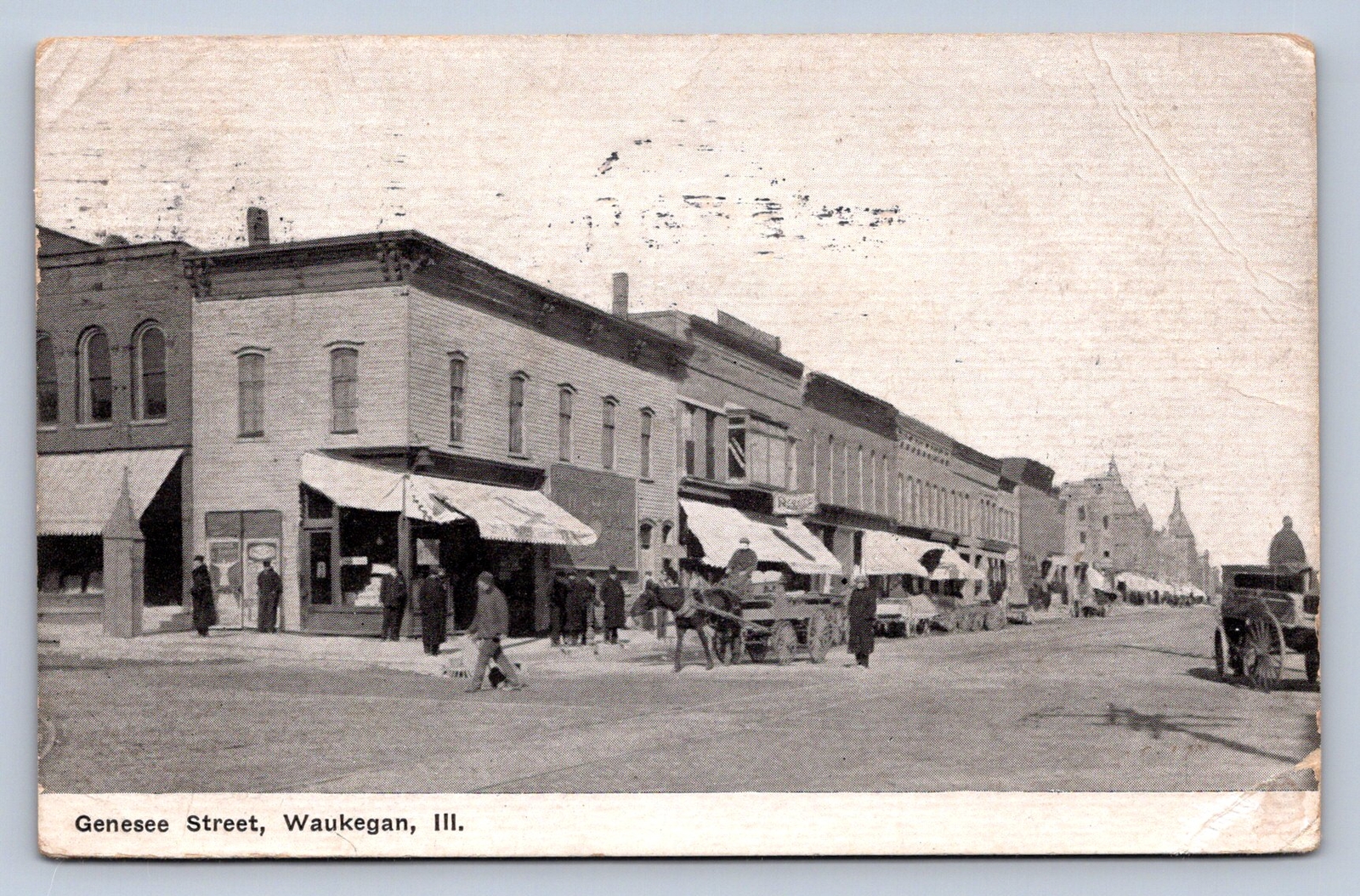 K7/ Waukegan Illinois Postcard c1910 Genesee Street Stores 645 K7/ Waukegan Illinois Postcard c1910 Genesee Street Stores 645