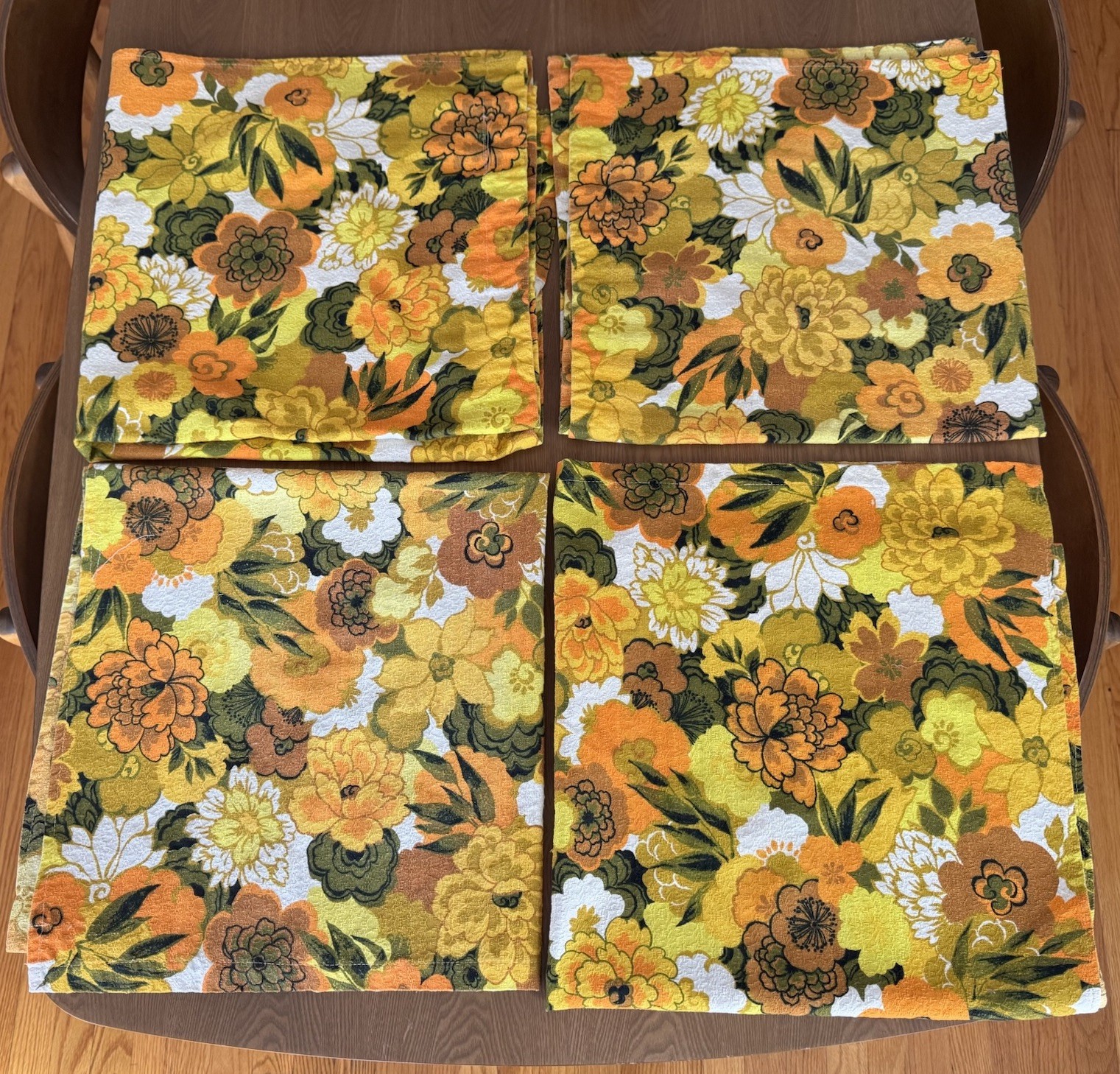 Vintage 70s Floral Curtain Panels Drape 34 x 31.5”Yellow Orange Flower Power MCM Vintage 70s Floral Curtain Panels Drape 34 x 31.5”Yellow Orange Flower Power MCM