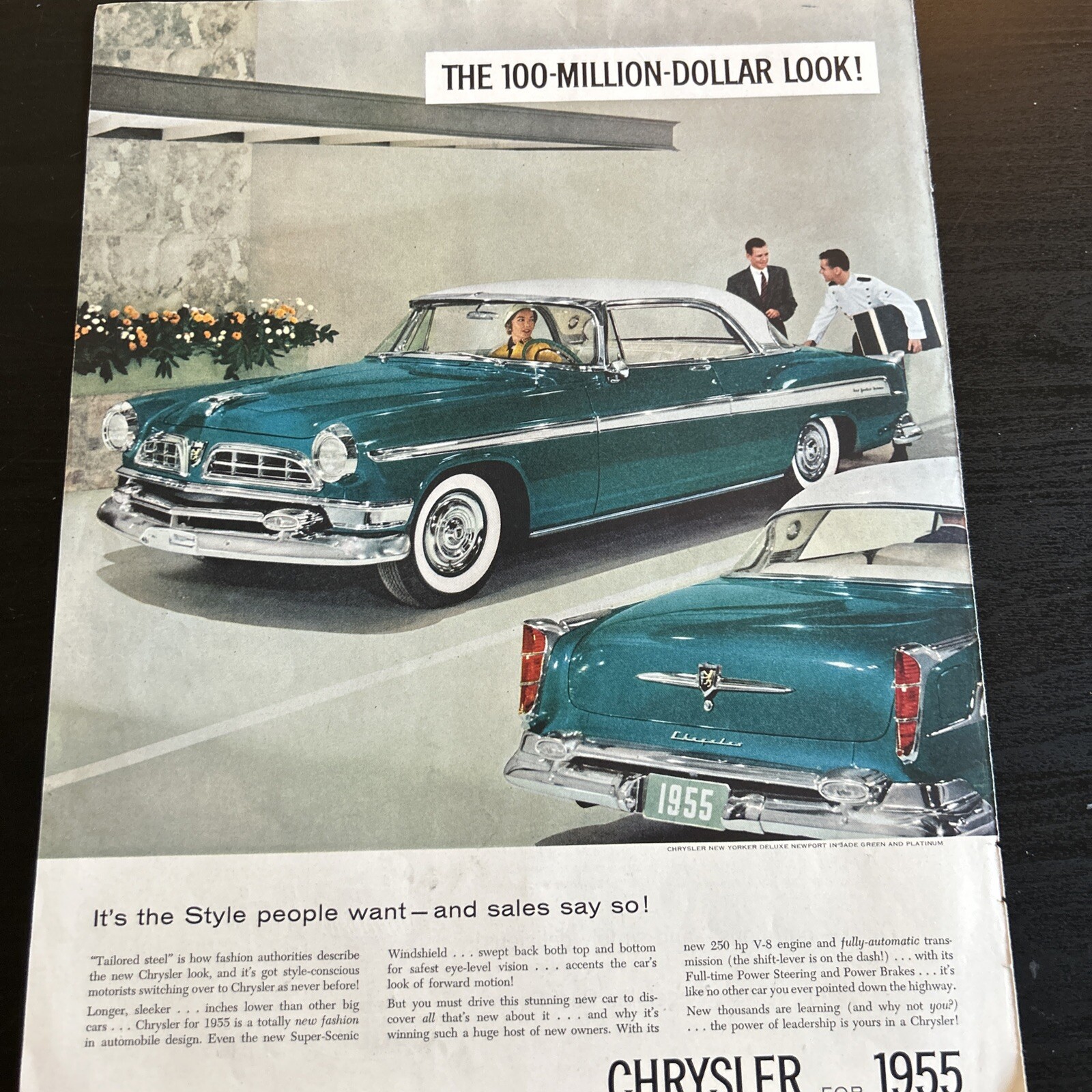 Car Newspaper Print Chrysler Ad 1955 Automotive /Campbell Soup Vintage Full Page