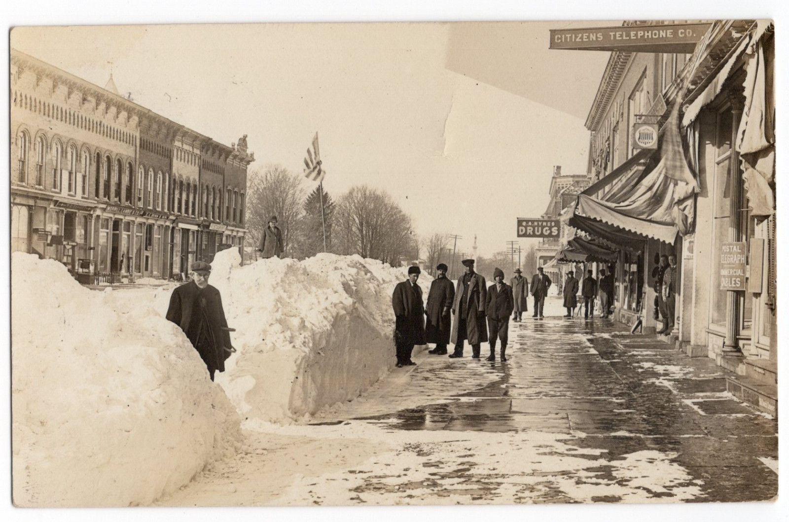 1912 Hastings Michigan Posted Downtown Snow Citizens Telephone Co. RPPC Postcard