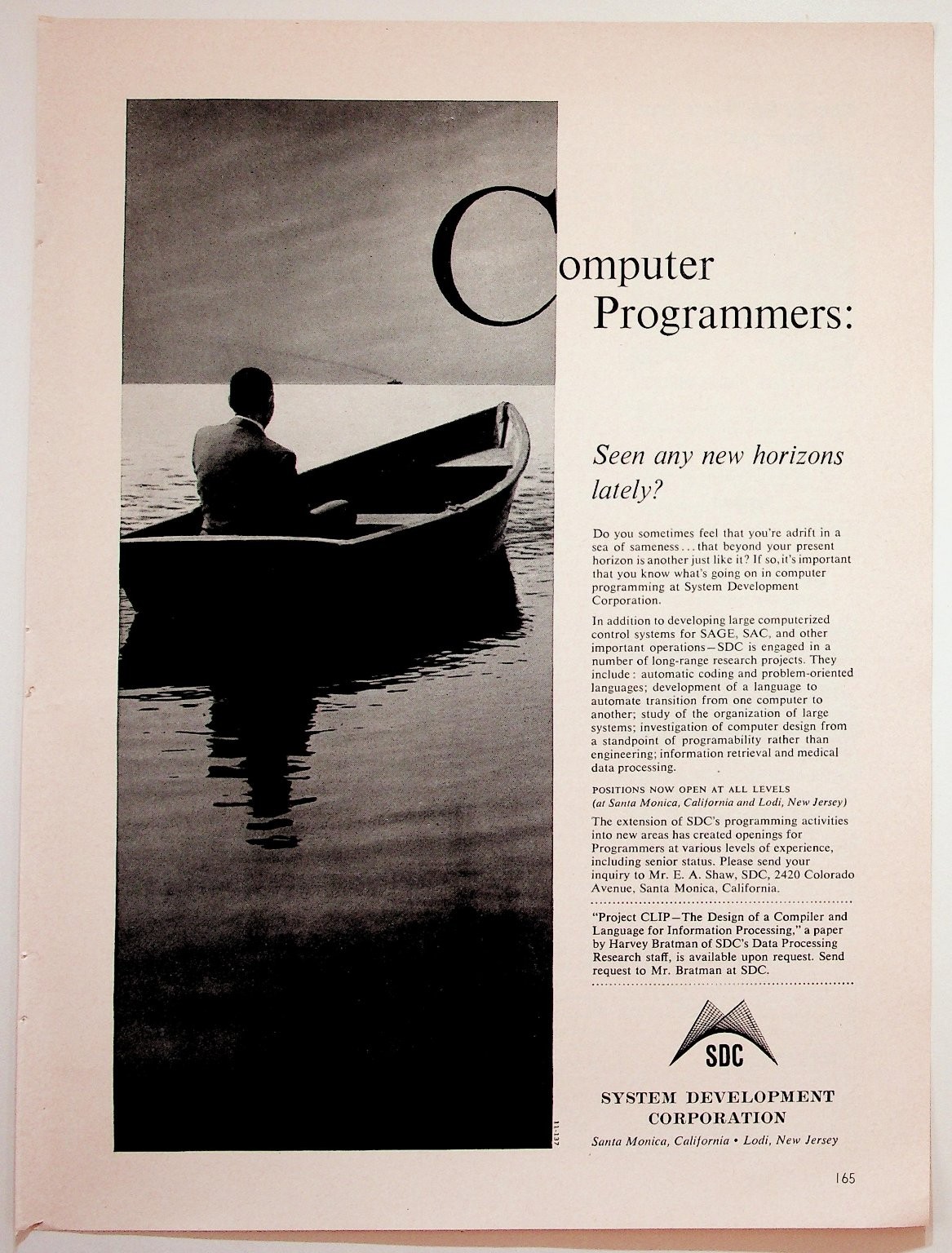 Vintage SDC Computer Programmer Recruitment Ad Santa Monica Lodi 1960s Ephemera Vintage SDC Computer Programmer Recruitment Ad Santa Monica Lodi 1960s Ephemera