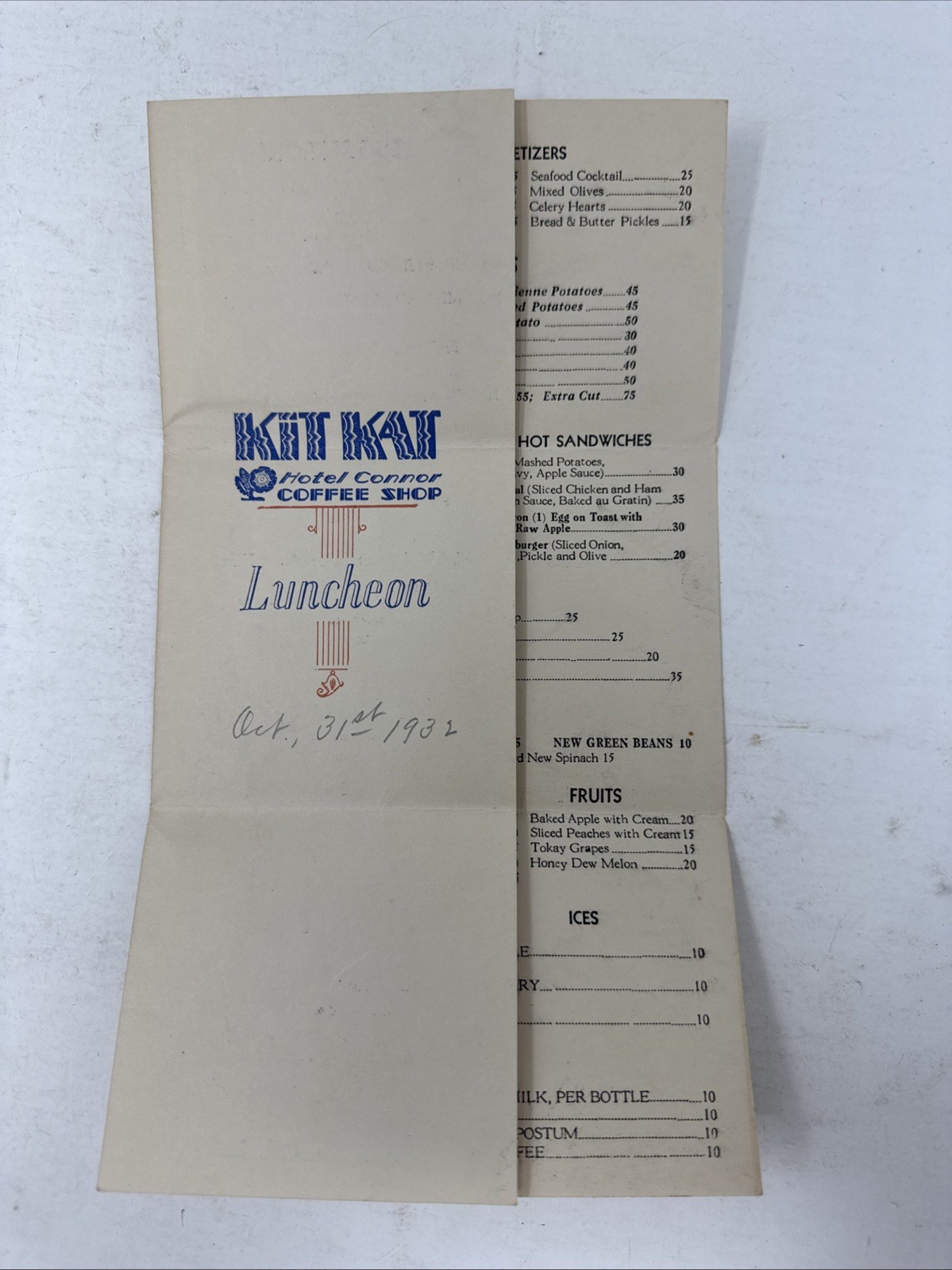 1932 Kit Kat Coffee Shop Menu Allis Hotel Wichita Kansas Vintage Luncheon