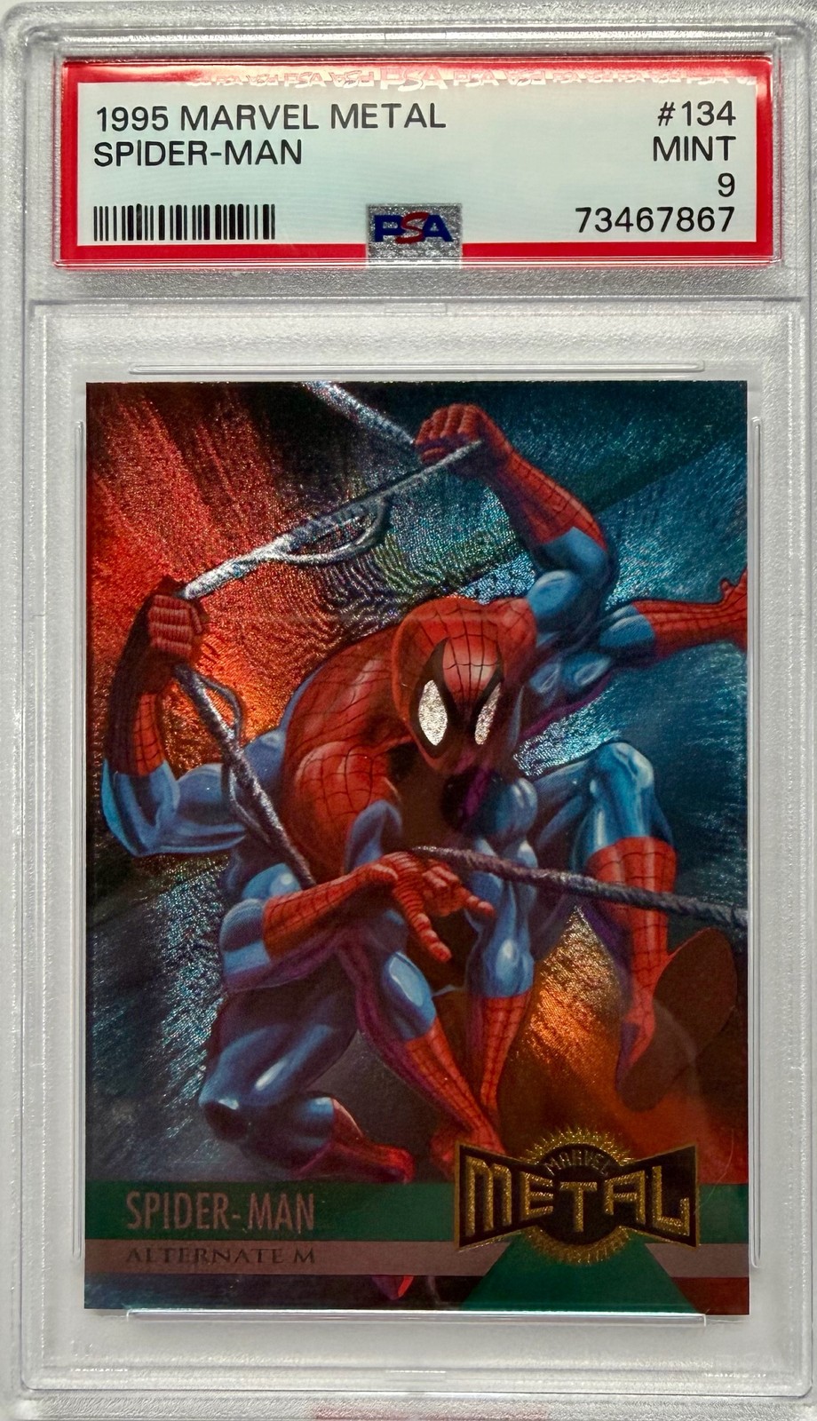 1995 Fleer Marvel Metal Spider-Man Alternate M #134 PSA 9 MINT