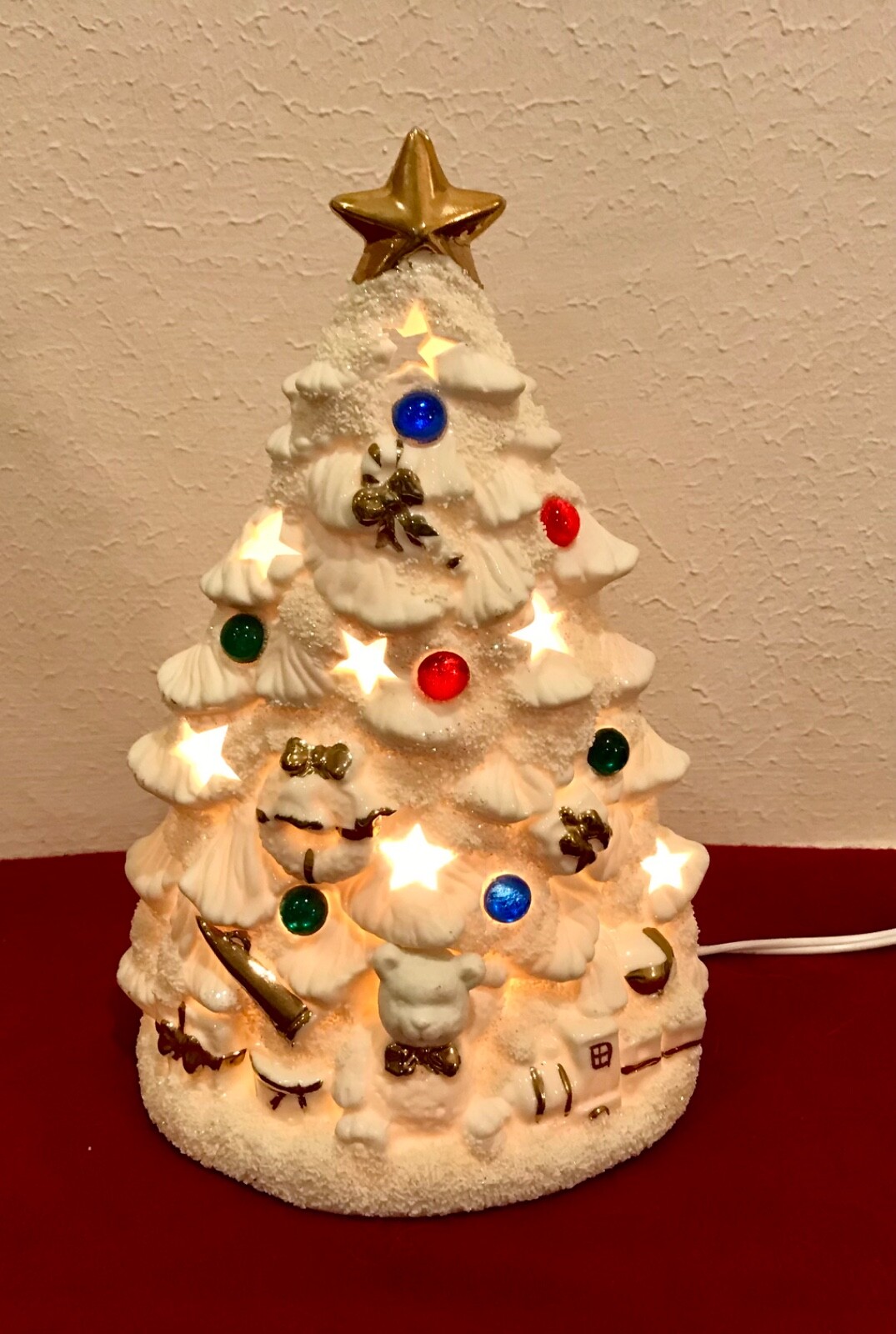 VTG White China Lighted Christmas Tree..10 inches height VTG White China Lighted Christmas Tree..10 inches height