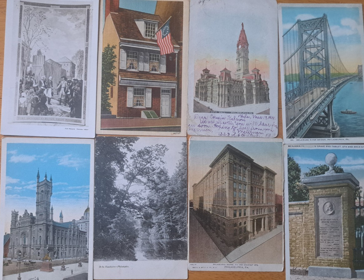 Lot of 8 PHILADELPHIA, PENNSYLVANIA Old PA. Postcards ca.1910's-1940's Lot of 8 PHILADELPHIA, PENNSYLVANIA Old PA. Postcards ca.1910's-1940's