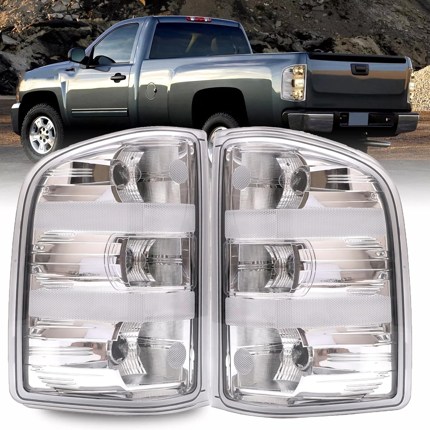 White Tail Lights Assembly Compatible with 2007-2013 Chevy Silverado 1500