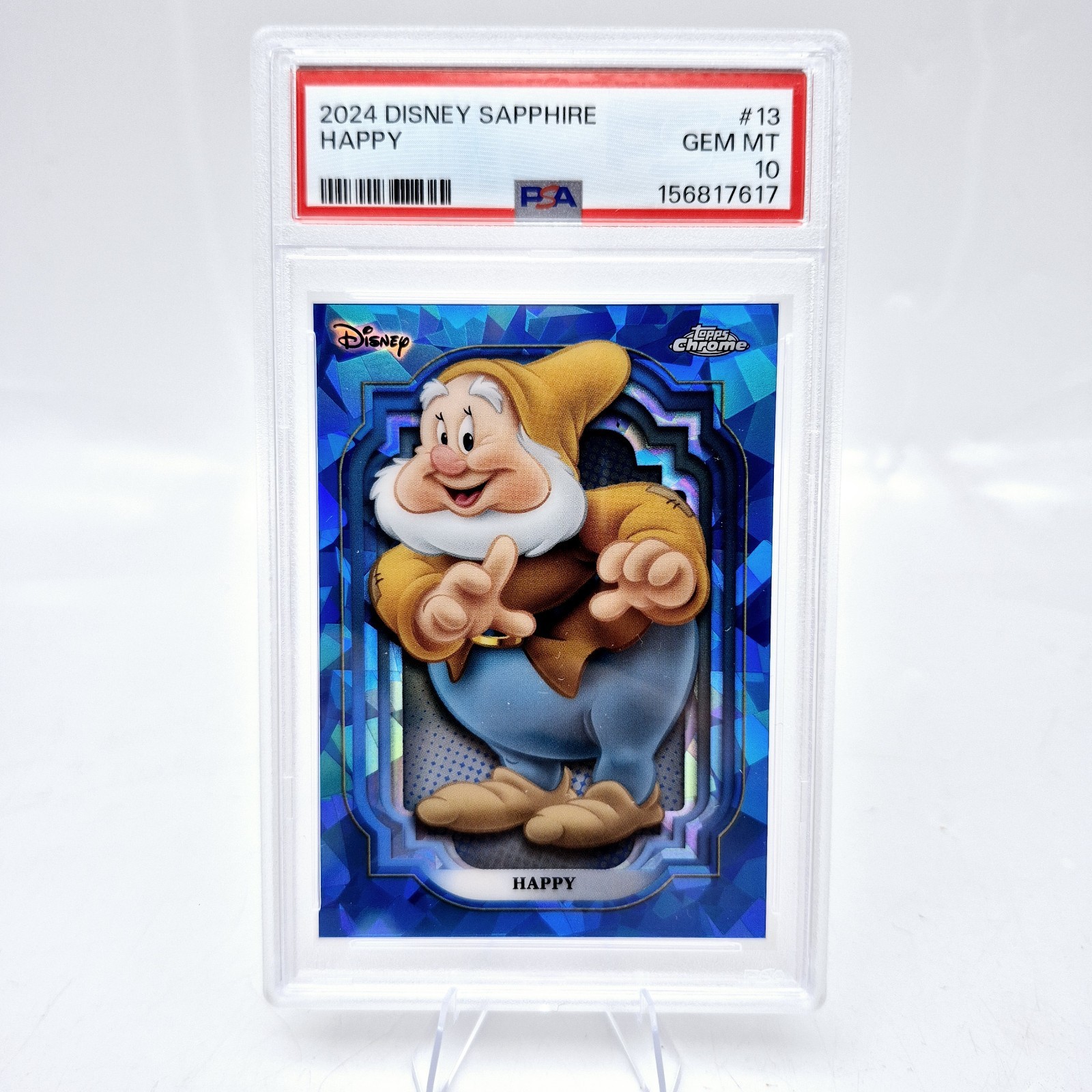 2024 Topps Chrome Disney Sapphire Happy #13 PSA 10 Snow White Blue
