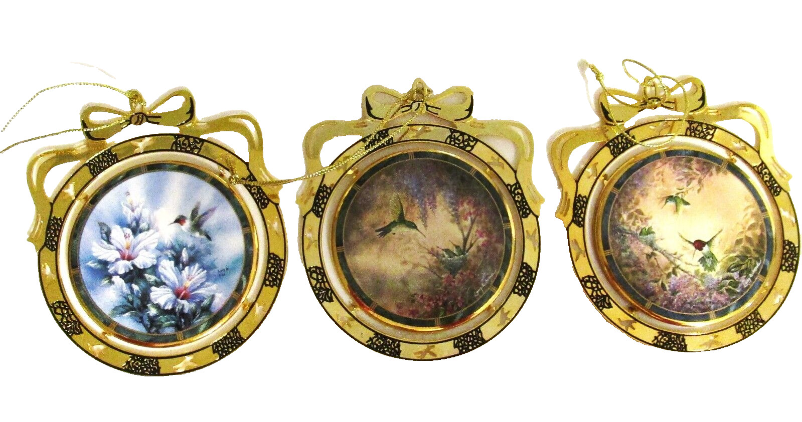 Set Of 3 1997 Bradford Editions Beautiful Hummingbird Ornament Collection Set Of 3 1997 Bradford Editions Beautiful Hummingbird Ornament Collection