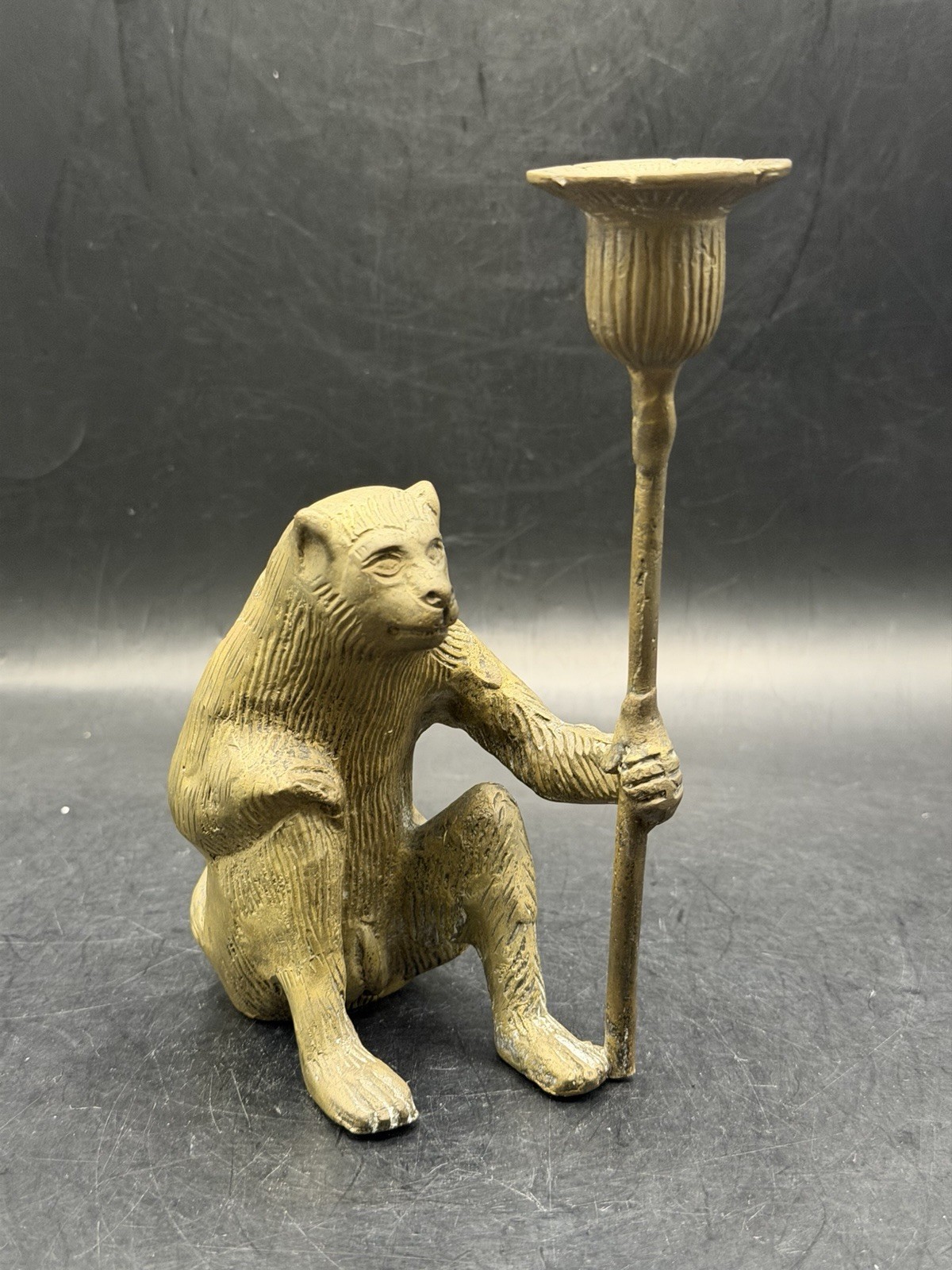 Antique Vintage Heavy Cast Iron Monkey Baboon Figural Candle Holder 7 Antique Vintage Heavy Cast Iron Monkey Baboon Figural Candle Holder 7