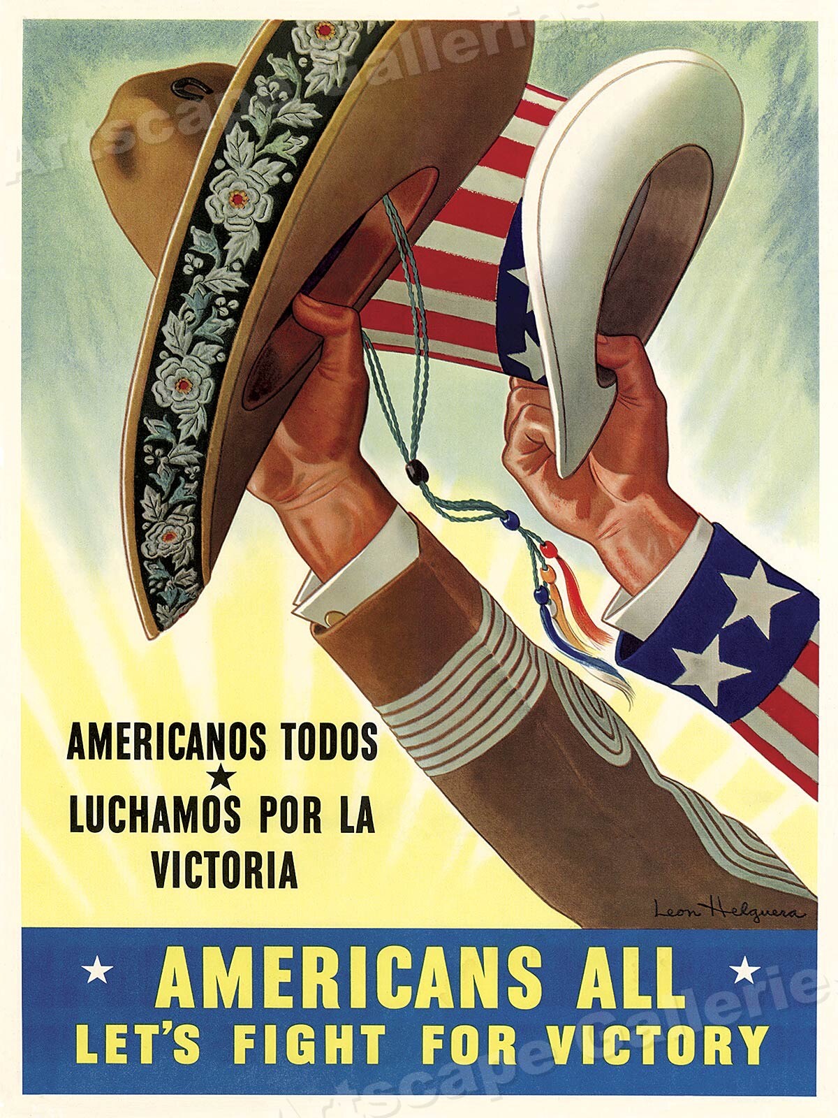 Fight For Victory 1943 Mexican American WWII Poster - 18x24