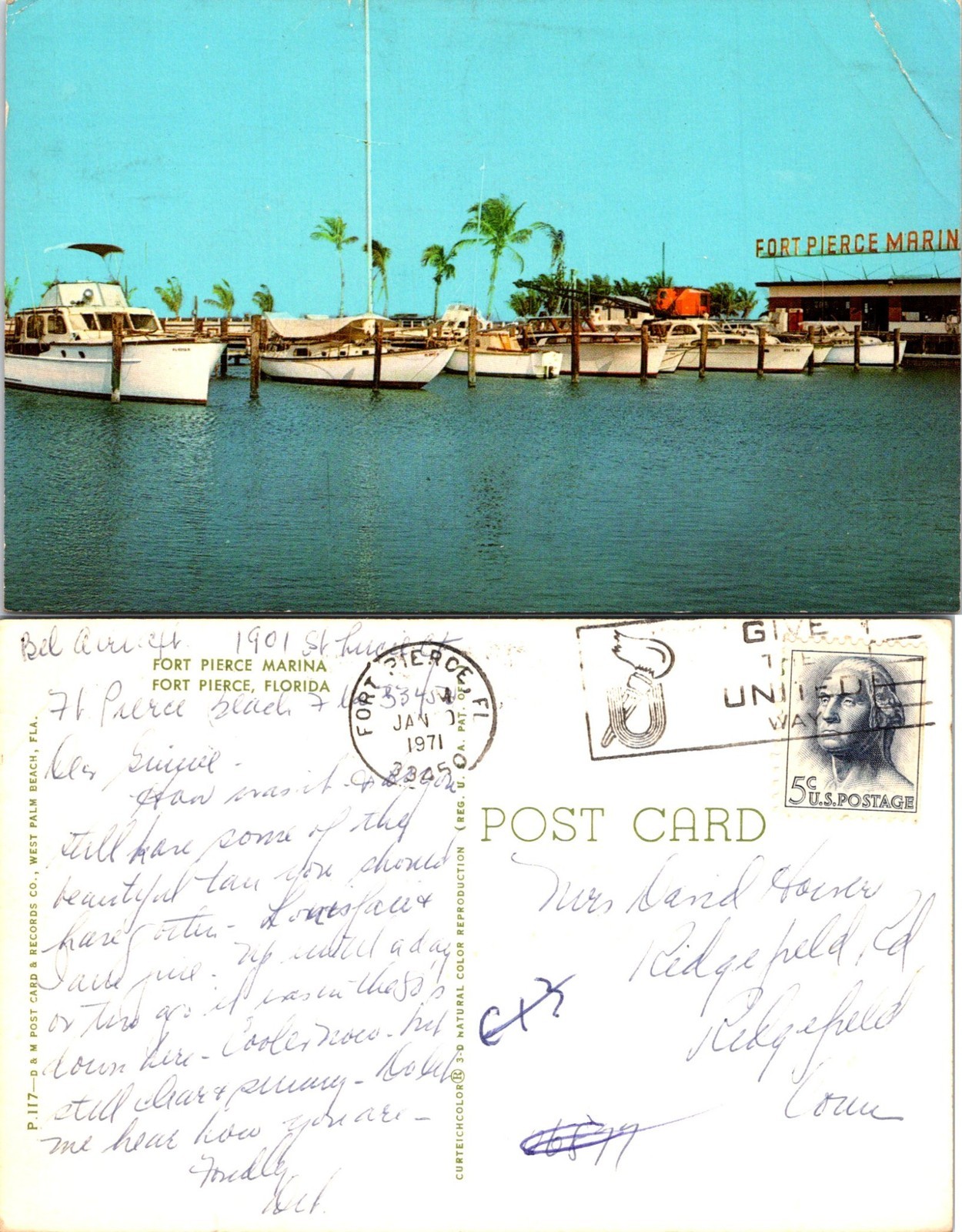 Fort Pierce Marina, Fort Pierce, FLA Postcards used 53512