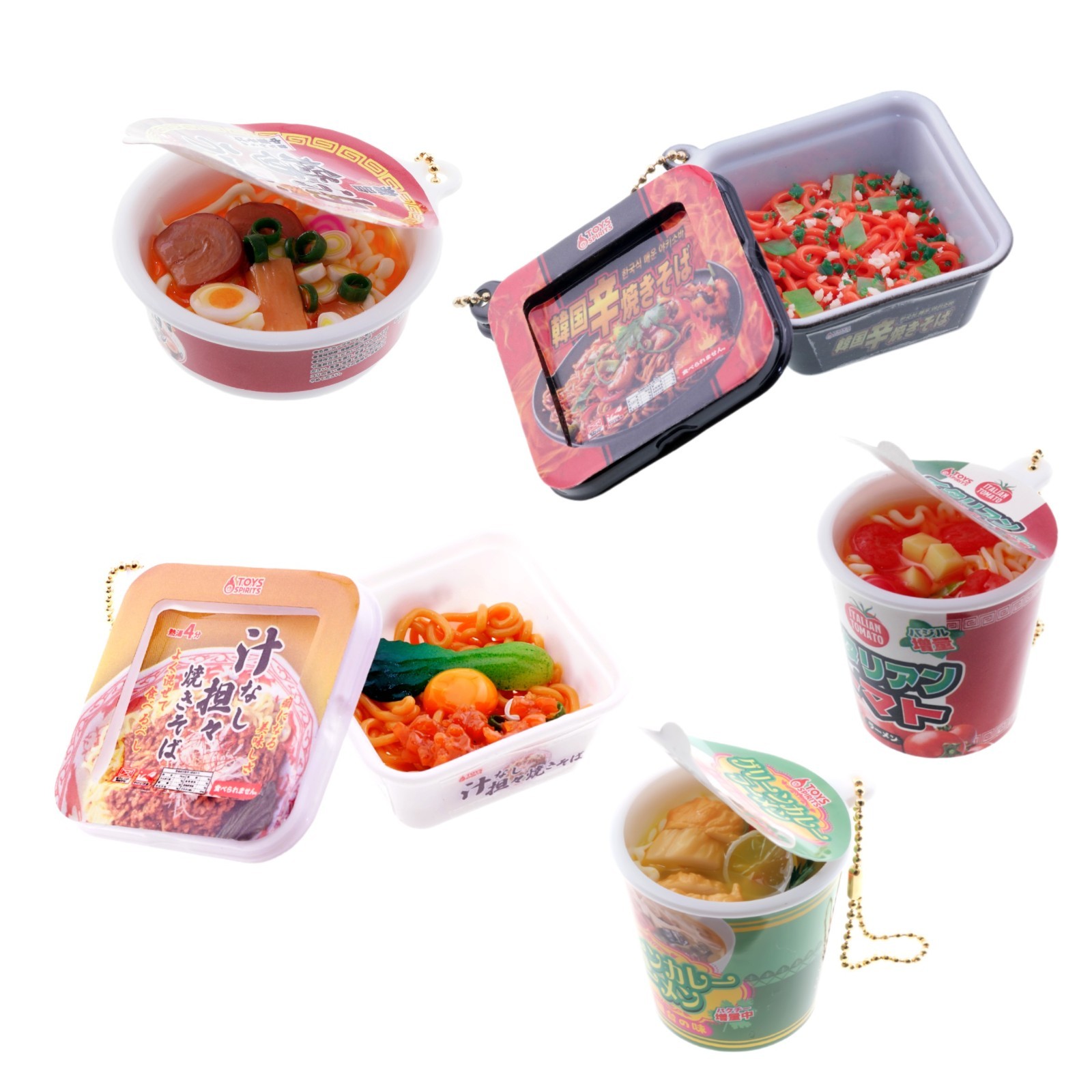 TOYS SPIRITS Mini Ramen & Yakisoba Keychain Gashapon 1 Random Food Miniature