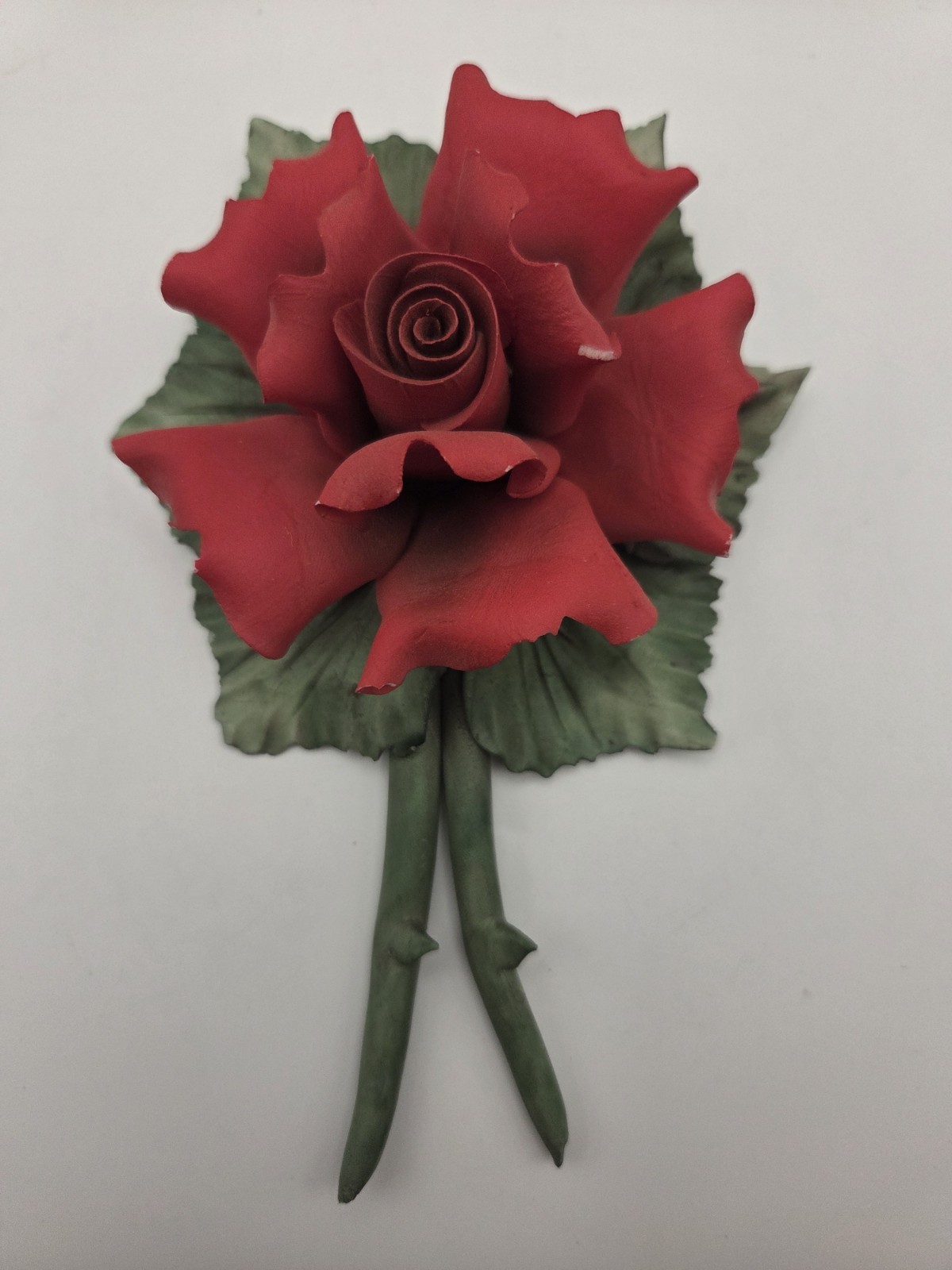 Capodimente Red Rose With Thorns Made In Italy Vtg Capodimente Red Rose With Thorns Made In Italy Vtg